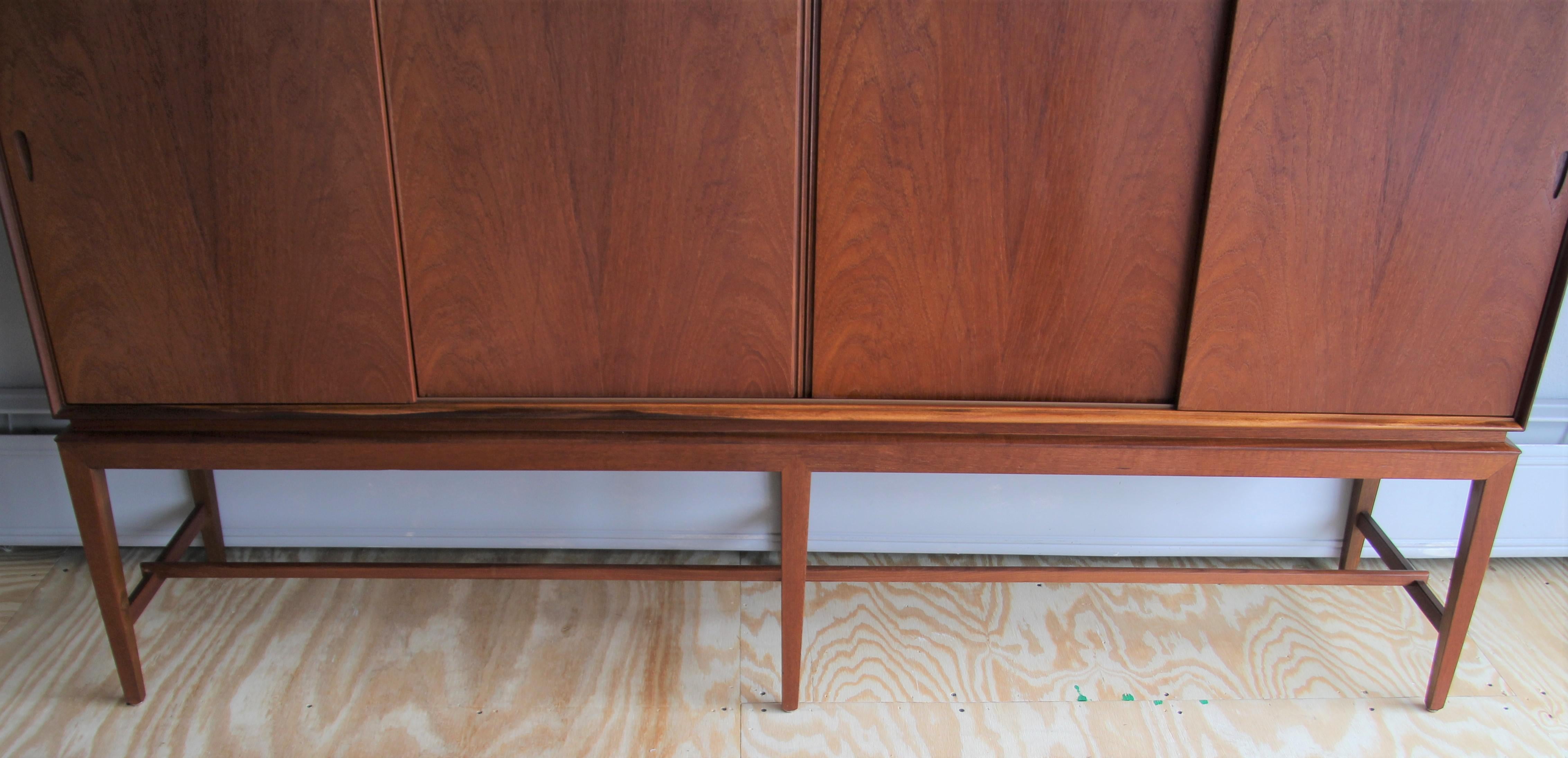 Danish Mid-Century Modern Teak Sideboard Credenza with Sliding Doors 4