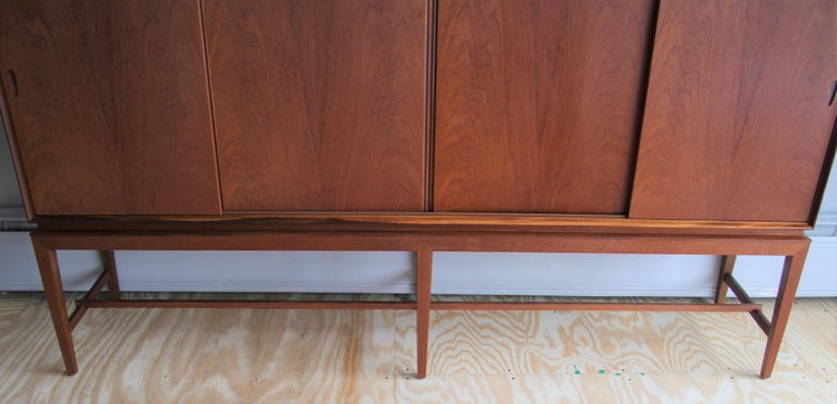 Danish Mid-Century Modern Teak Sideboard Credenza with Sliding Doors For Sale 4