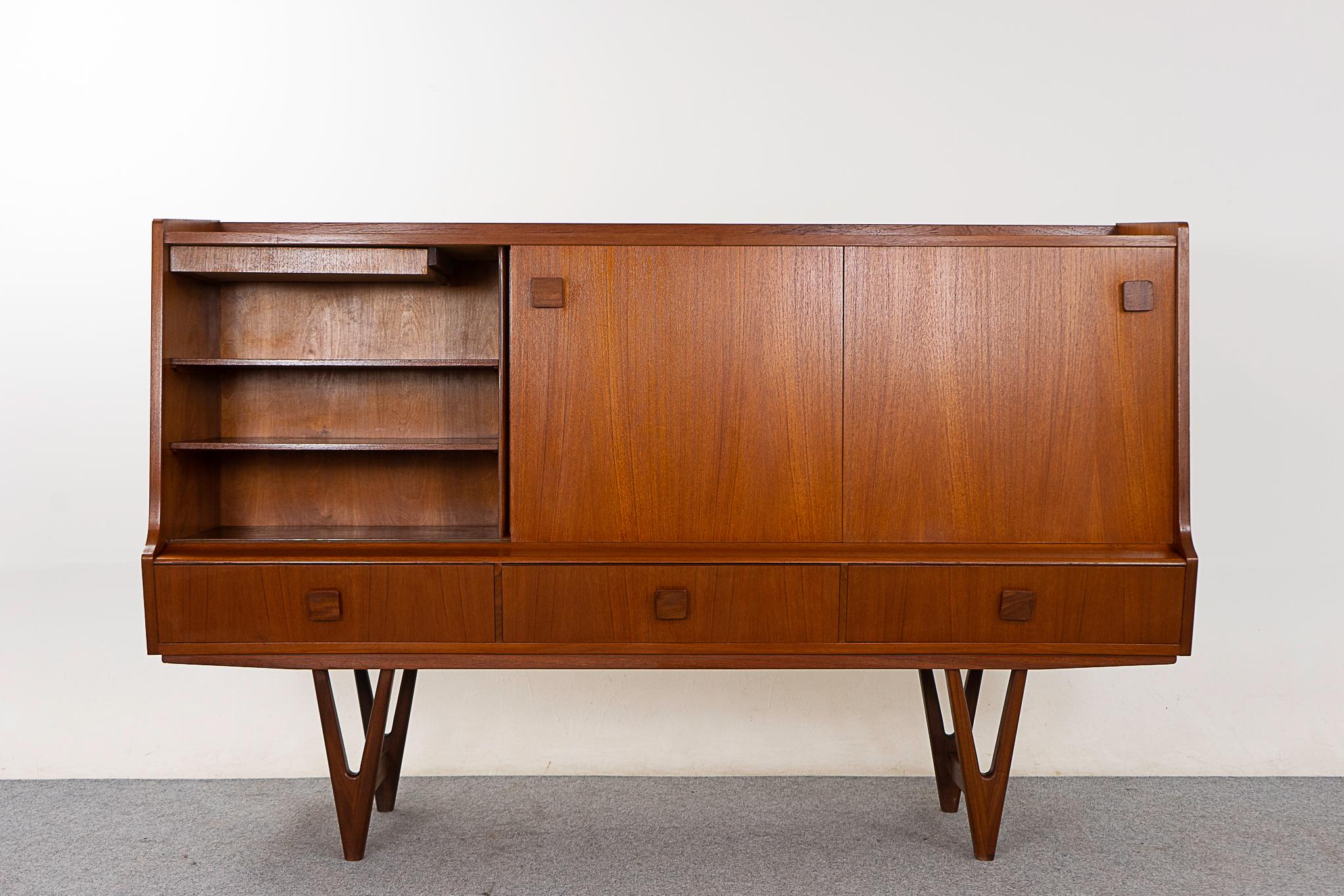 Mirror Danish Mid-Century Modern Teak Sideboard with Bar