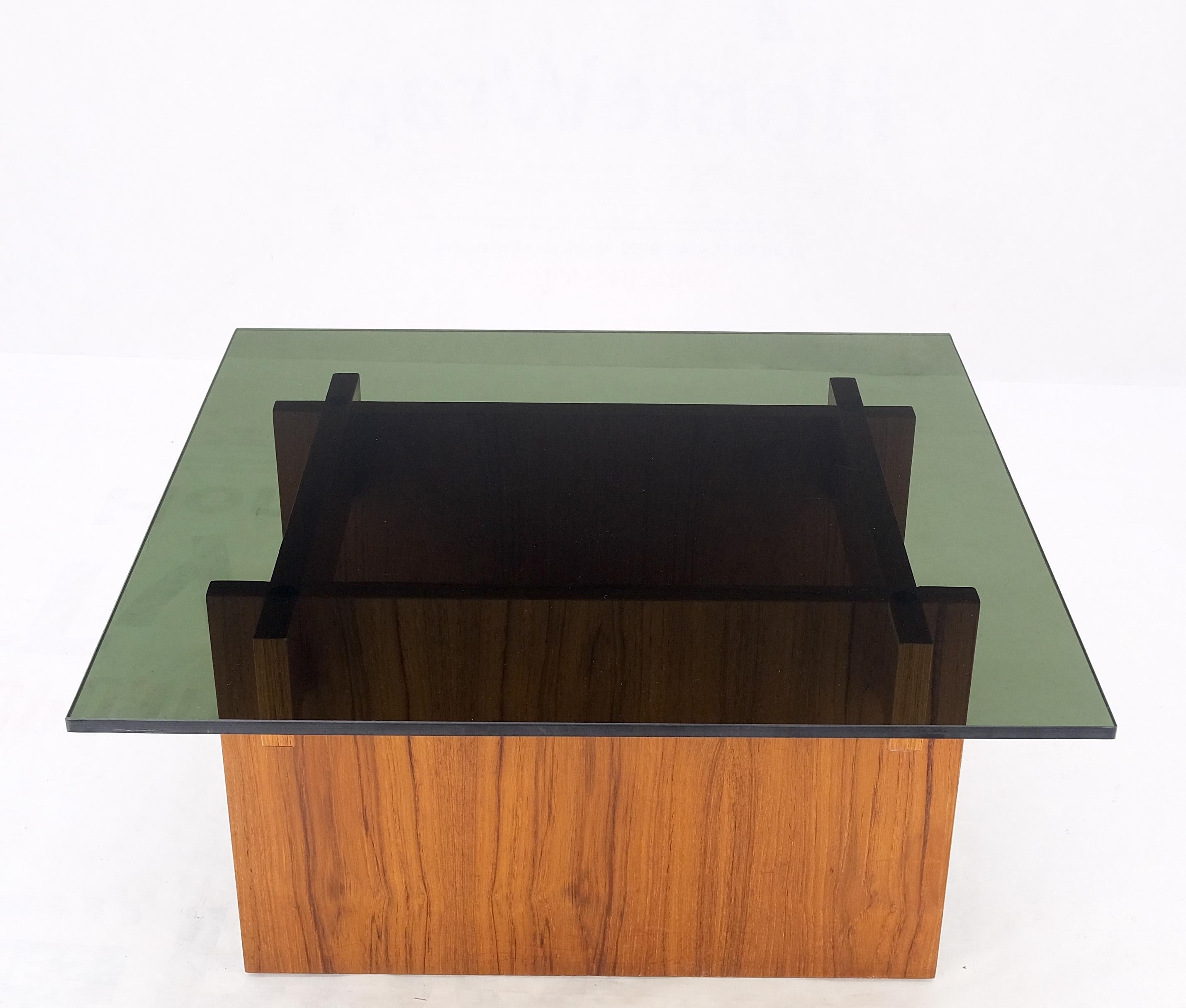 Danish Mid-Century Modern Teak Smoked Glass Square Coffee Table MINT! For Sale 6