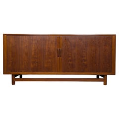 Danish Mid Century Modern Teak Tambour Door Credenza by Worts Mobler, C1960s