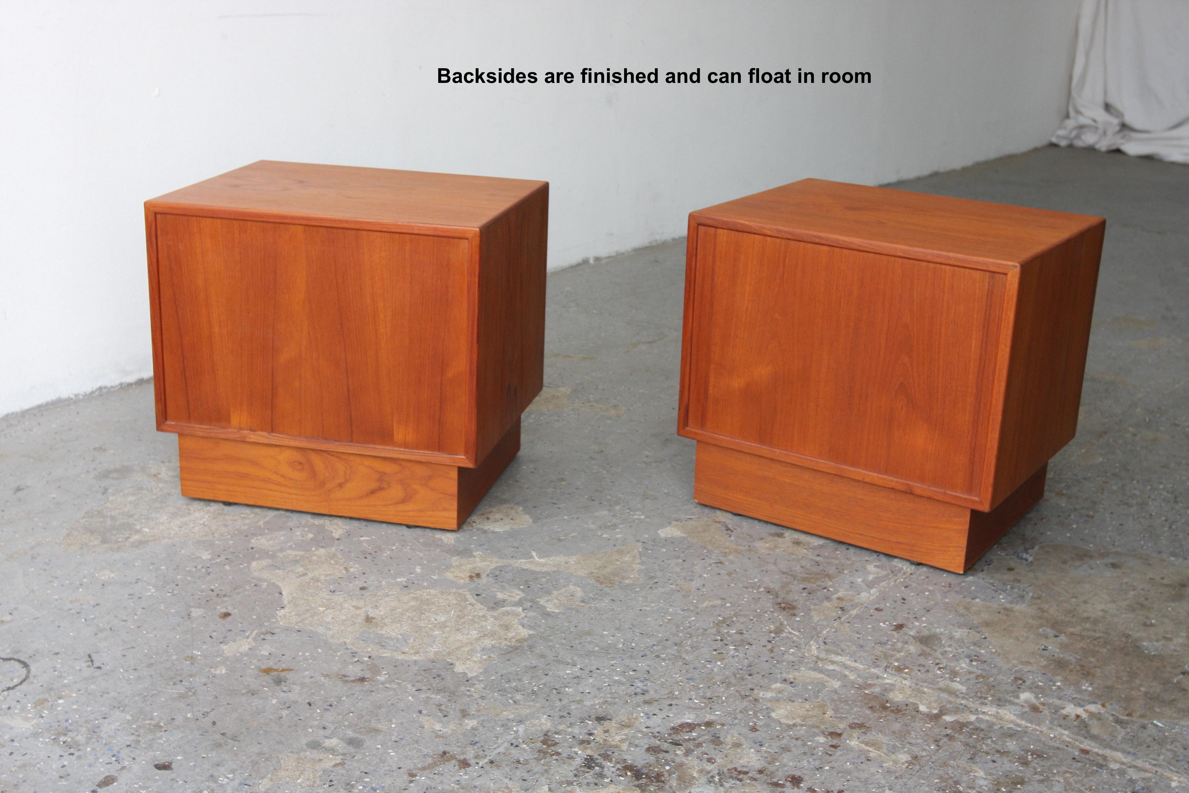 Danish Mid-Century Modern Teak Tambour Door End Table Nightstands by Falster For Sale 5
