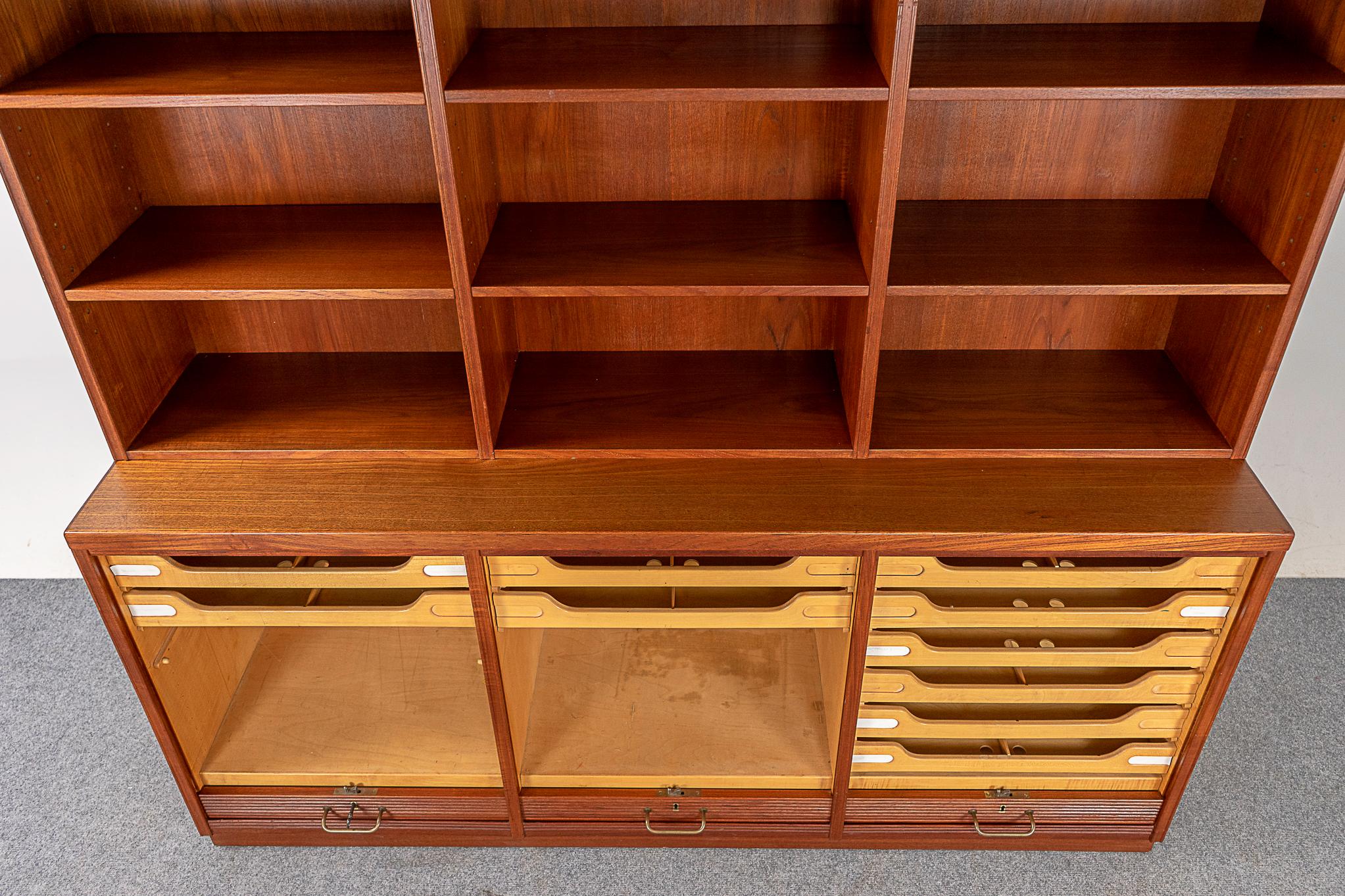 Danish Mid-Century Modern Teak Tambour Door File Cabinet/Bookcase For Sale 2