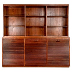 Danish Mid-Century Modern Teak Tambour Door File Cabinet/Bookcase