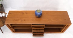 Danish Mid-Century Modern Teak Tambour Doors Long Dresser Credenza by Dyrlund