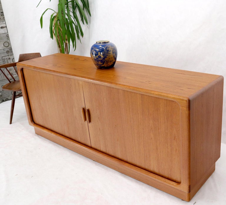 Lacquered Danish Mid-Century Modern Teak Tambour Doors Long Dresser Credenza by Dyrlund For Sale