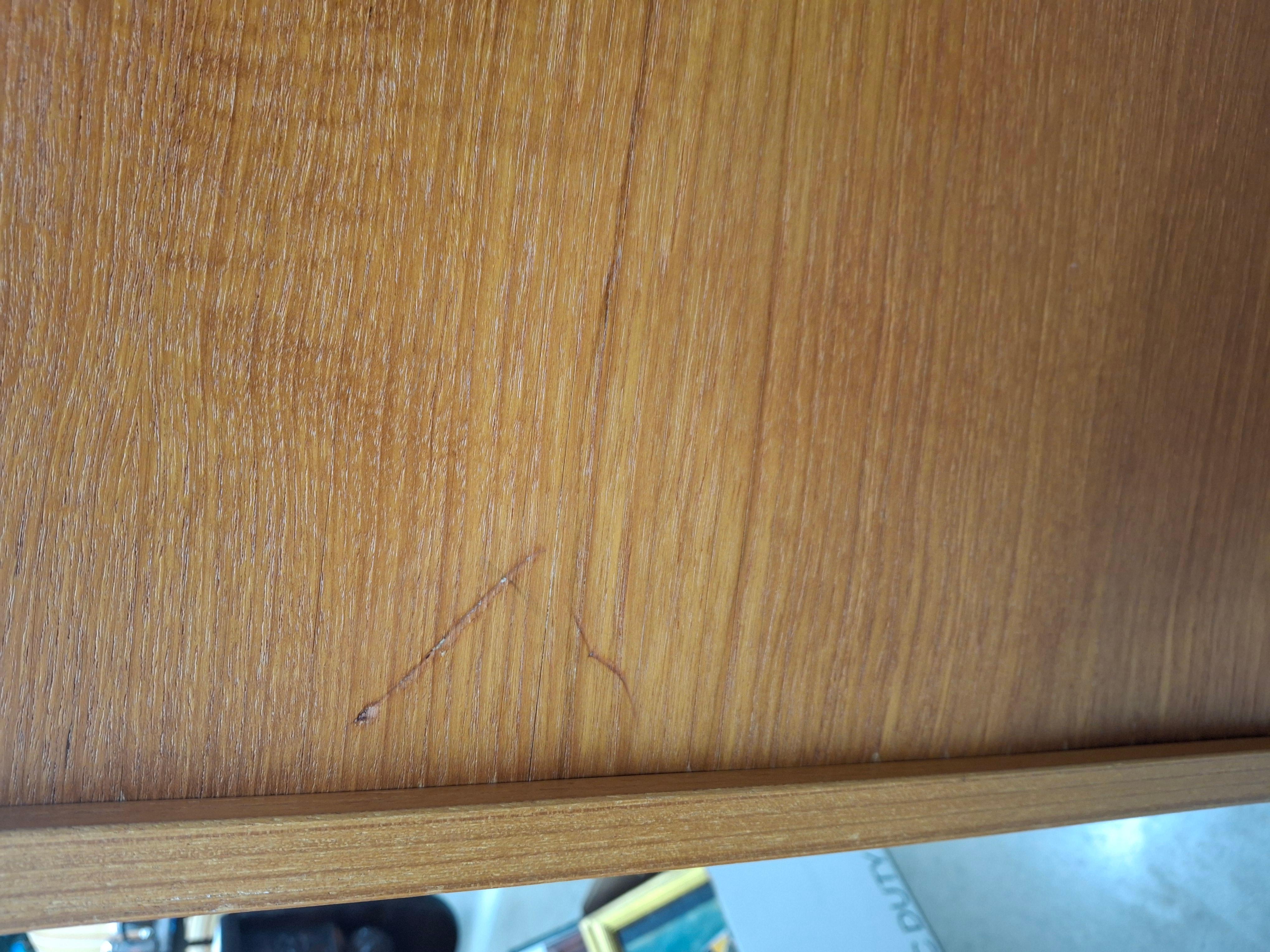 Danish Mid-Century Modern Teak Tambour Fall Front Open Drawers File Cabinet For Sale 6