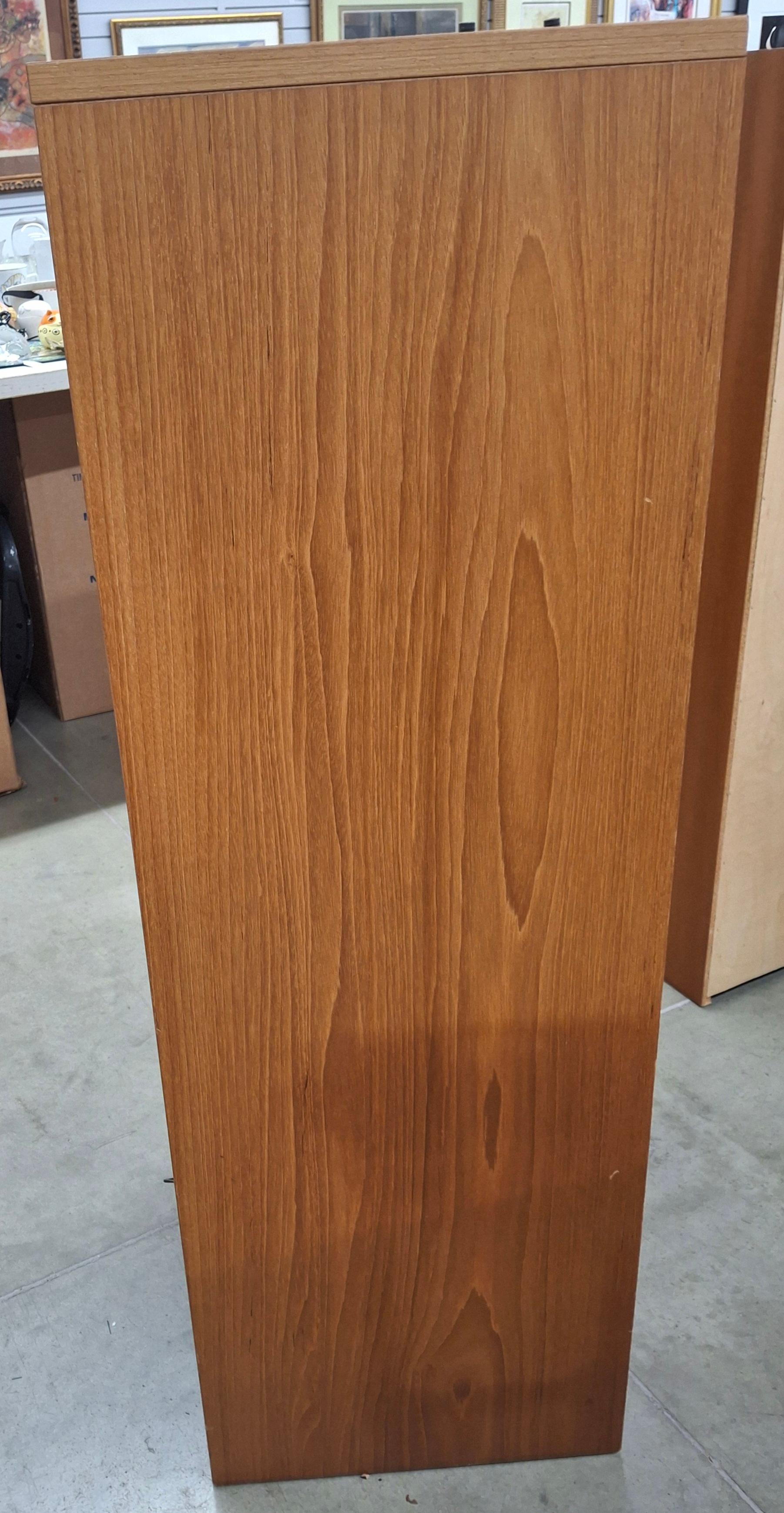 Veneer Danish Mid-Century Modern Teak Tambour Fall Front Open Drawers File Cabinet For Sale