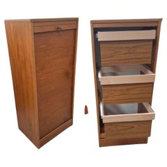 Danish Mid-Century Modern Teak Tambour Fall Front Open Drawers File Cabinet Danish Mid-Century Modern Teak Tambour Fall Front Open Drawers File Cabinet
