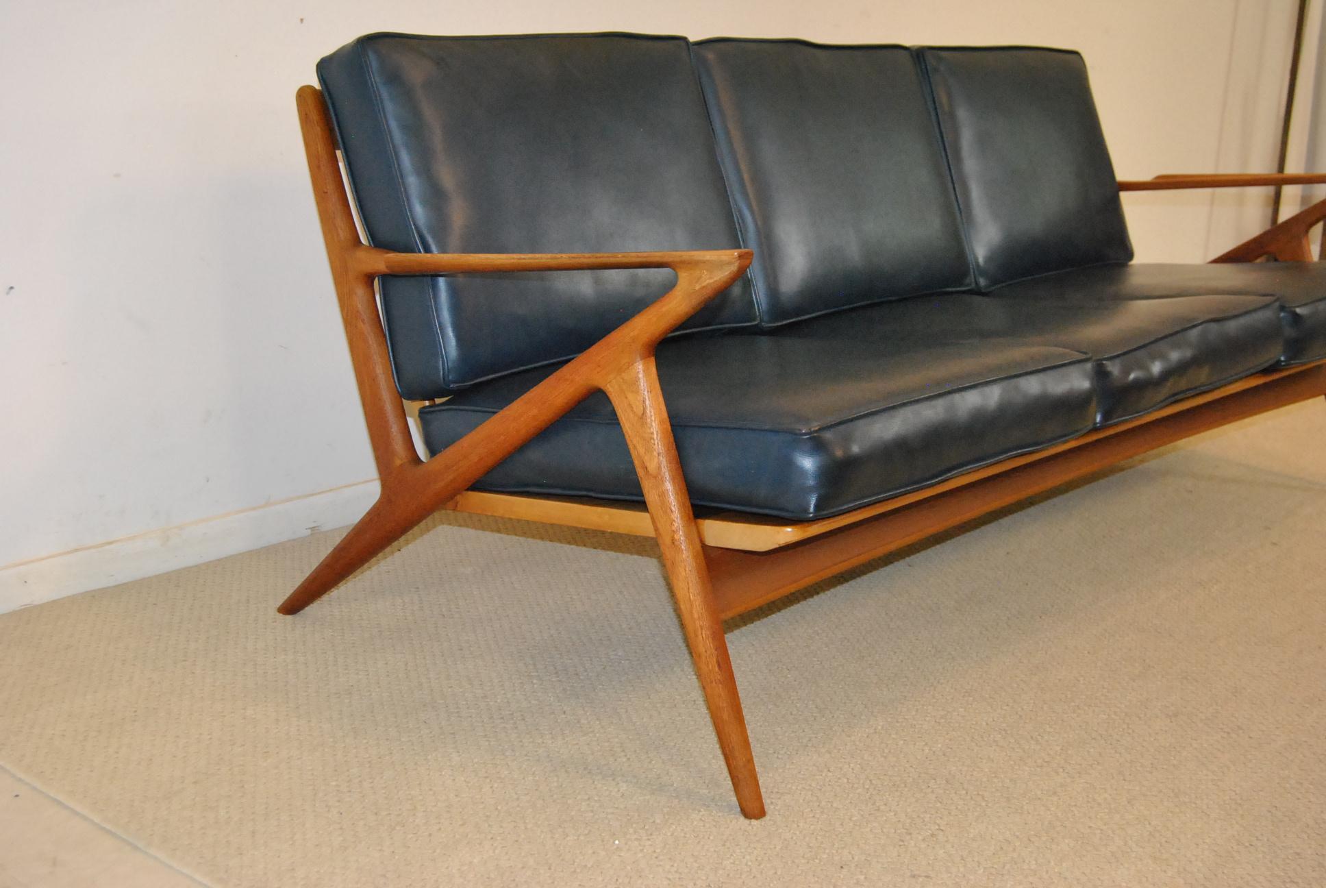 Danish MidCentury Modern Teak Three Cushion Z Sofa by Poul Jensen for