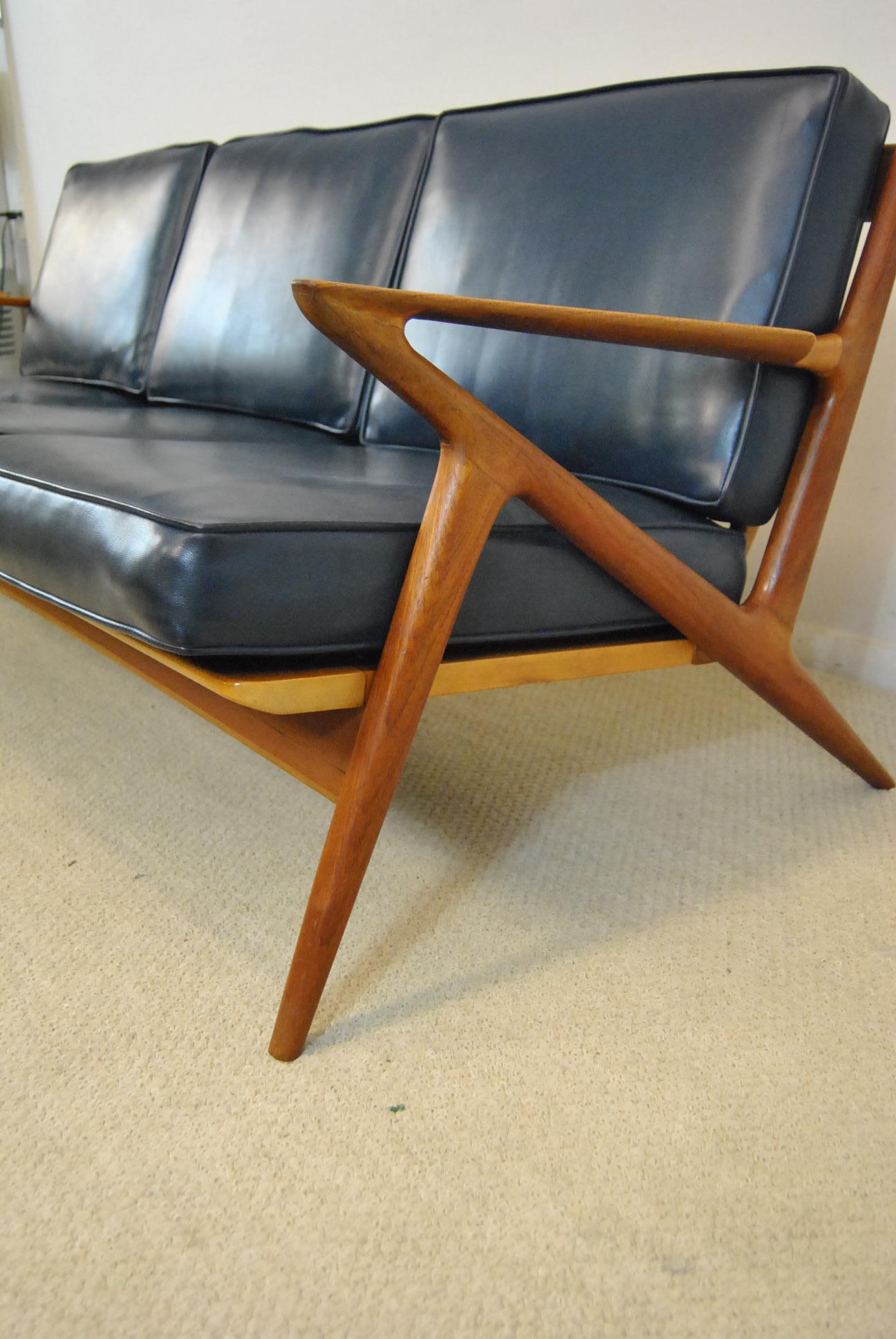 Danish Mid-Century Modern Teak Three Cushion Z Sofa by Poul Jensen for Selig In Good Condition In Toledo, OH