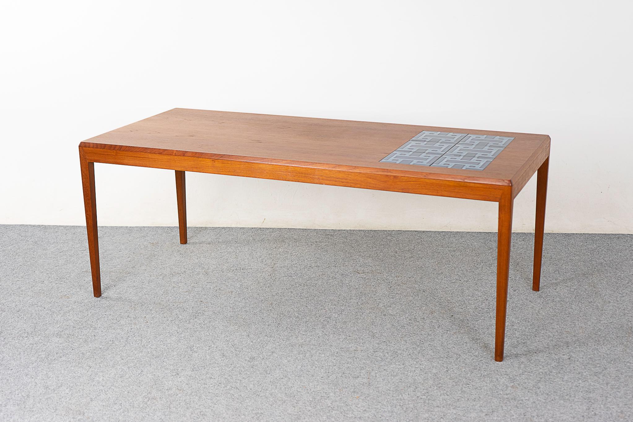 Danish Mid-Century Modern Teak & Tile Coffee Table For Sale 4