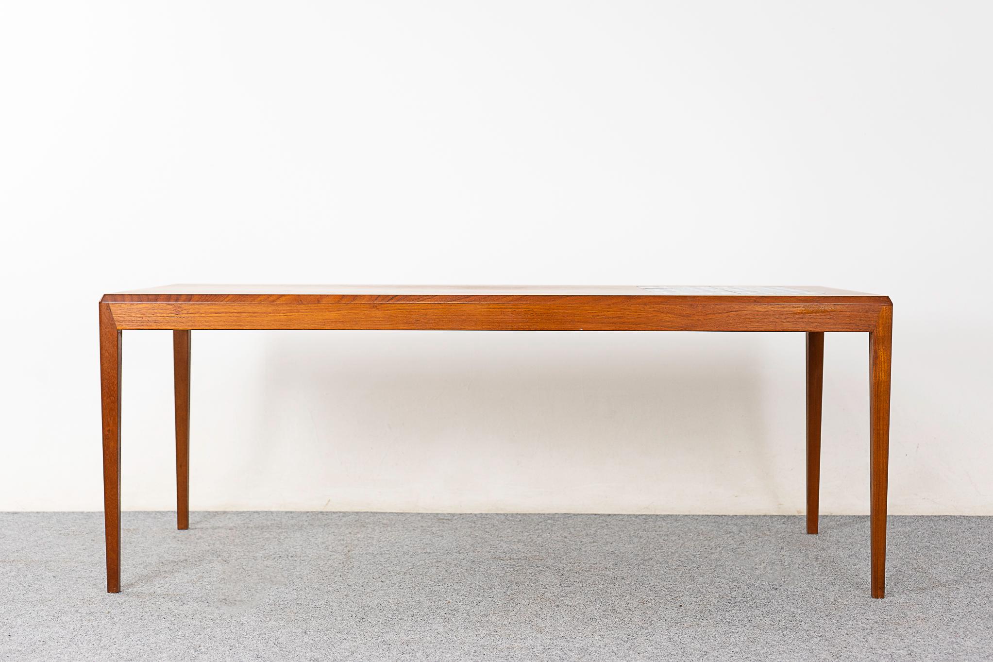 Scandinavian Modern Danish Mid-Century Modern Teak & Tile Coffee Table For Sale