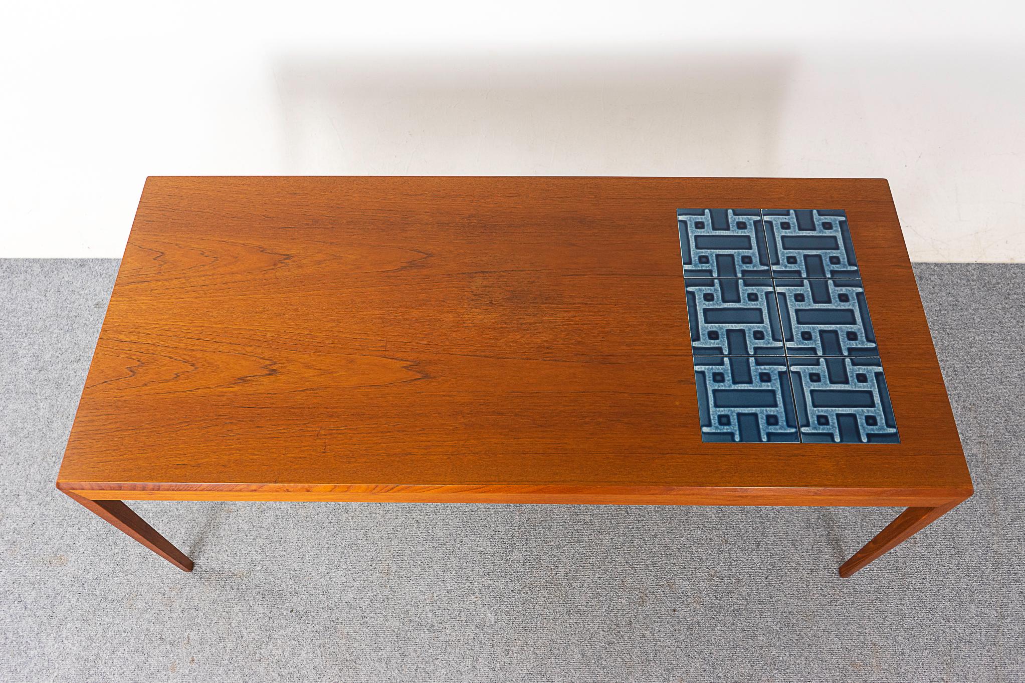 Danish Mid-Century Modern Teak & Tile Coffee Table For Sale 2