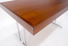 Danish Mid Century Modern Teak Top Chrome Legs Folding Desk Mint