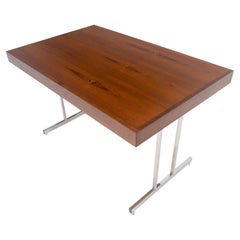 Danish Mid Century Modern Teak Top Chrome Legs Folding Desk Mint
