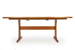 Danish Mid Century Modern Teak Trestle Dining Table by Gangso Møbler