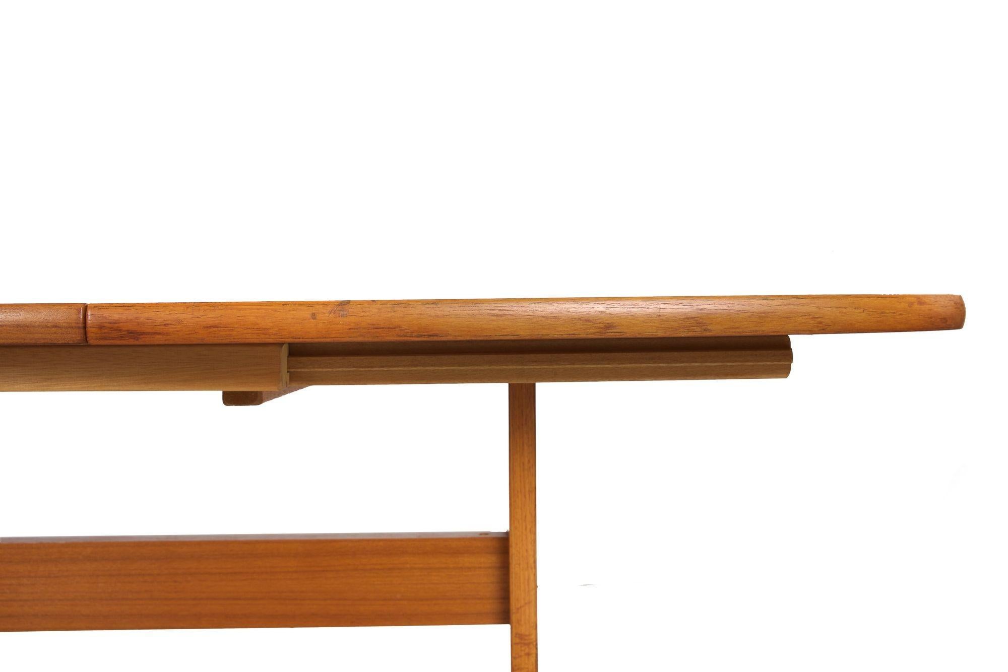 Danish Mid Century Modern Teak Trestle Dining Table by Gangso Møbler 4