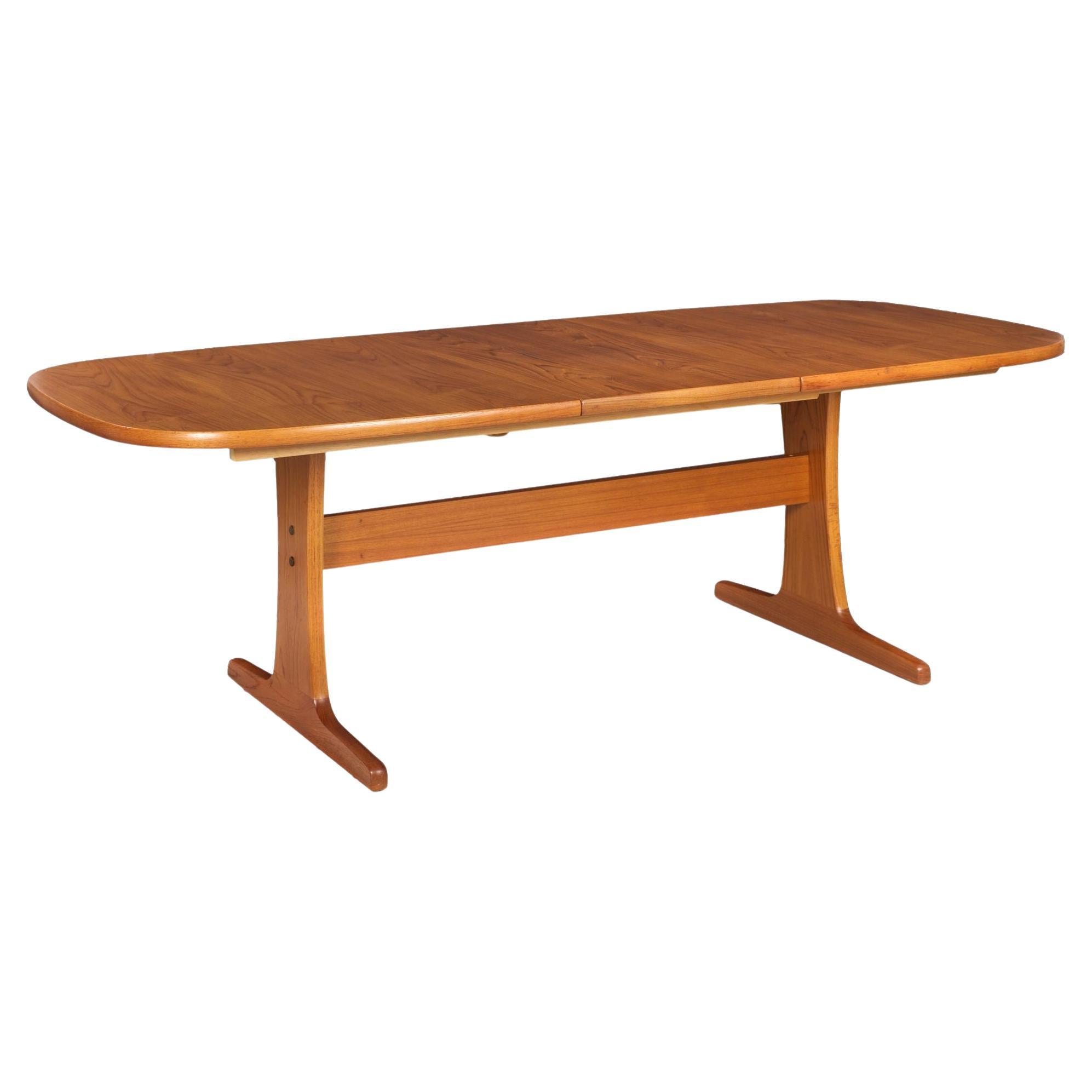 Danish Mid Century Modern Teak Trestle Dining Table by Gangso Møbler