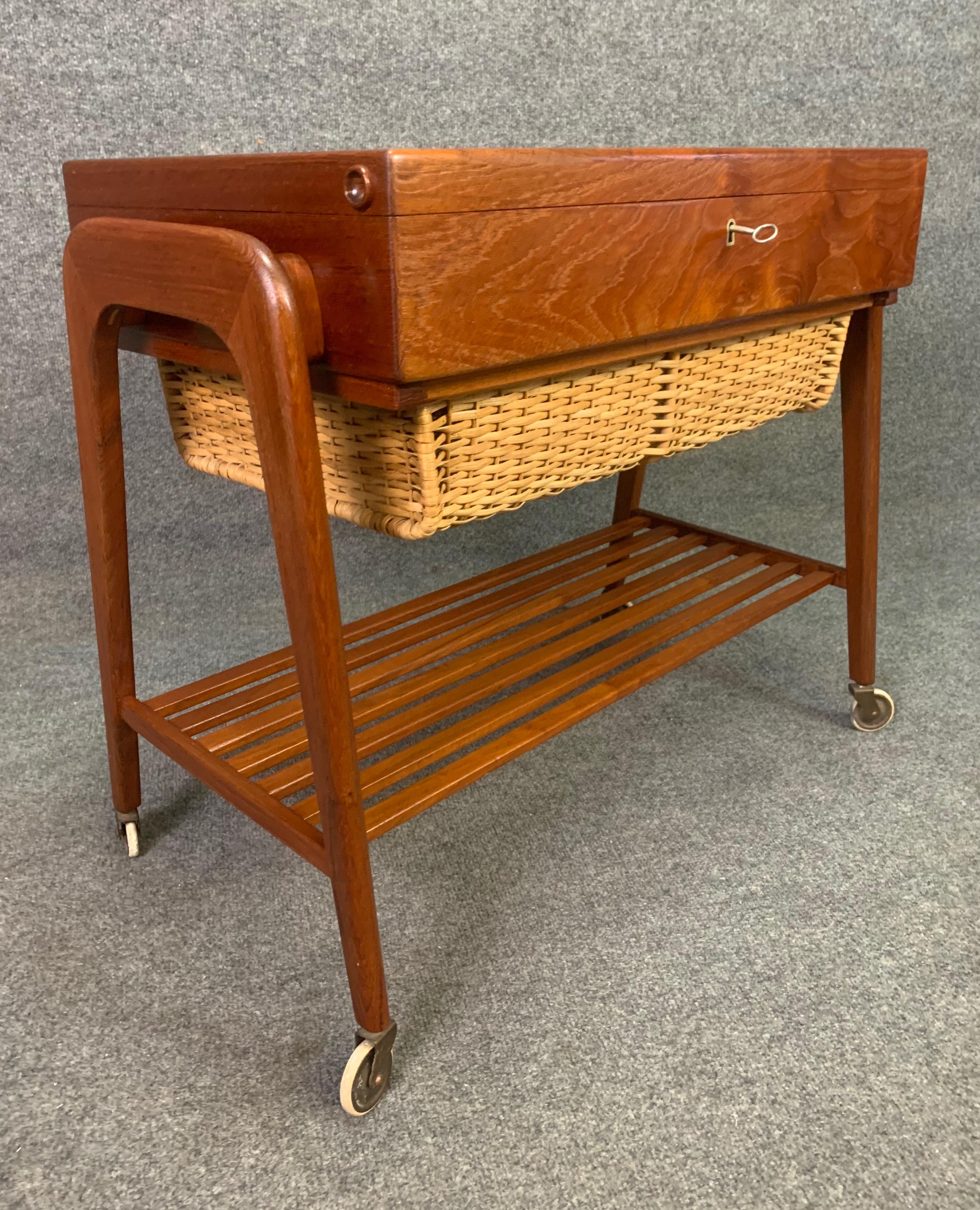 Mid-20th Century Danish Mid-Century Modern Teak Trolley, Sewing Table by Poul Dinesen