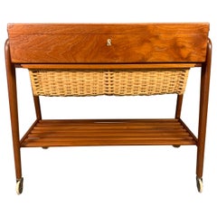 Danish Mid-Century Modern Teak Trolley, Sewing Table by Poul Dinesen