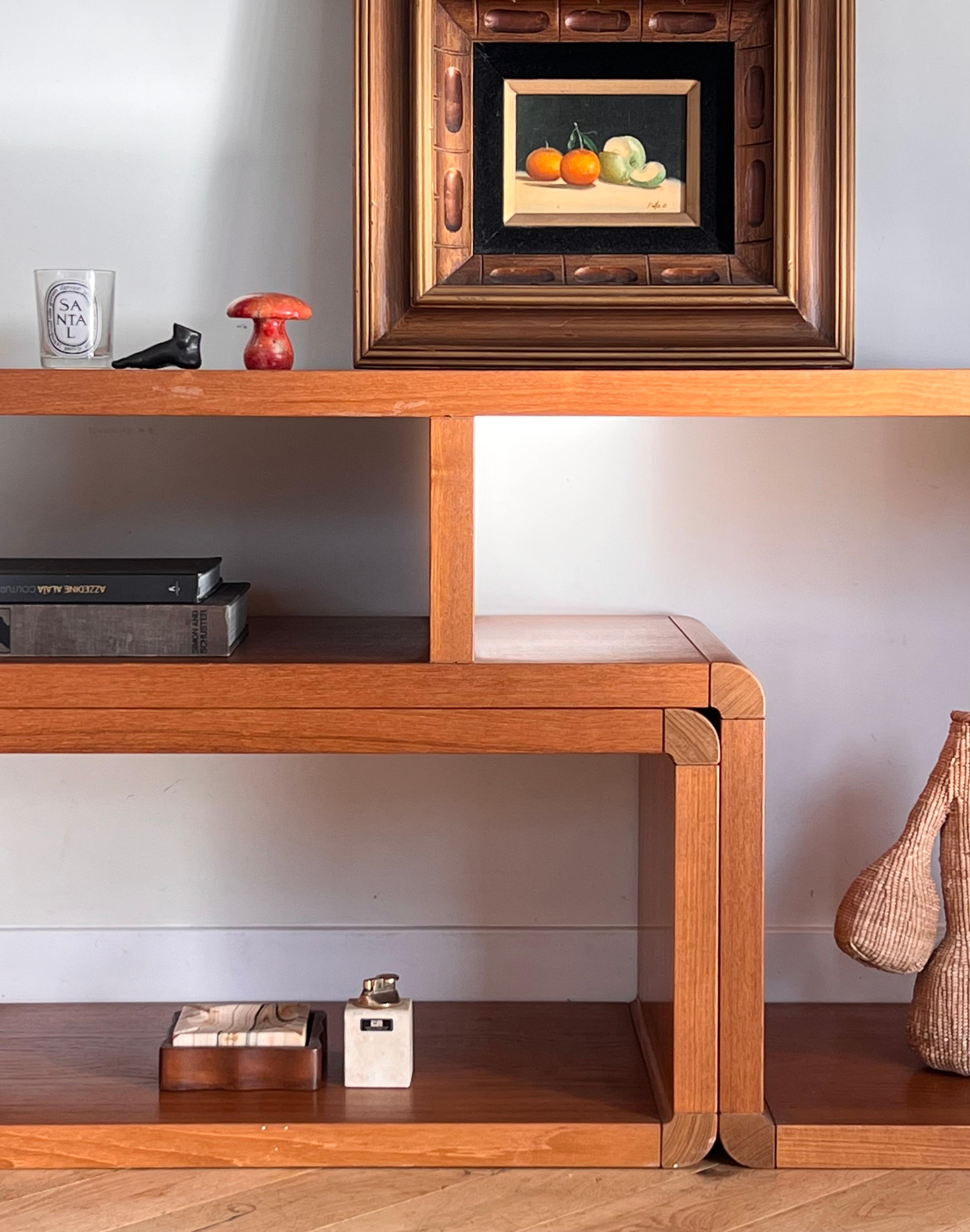 Danish mid century modern teak two-piece modular shelving unit, circa 1965 6