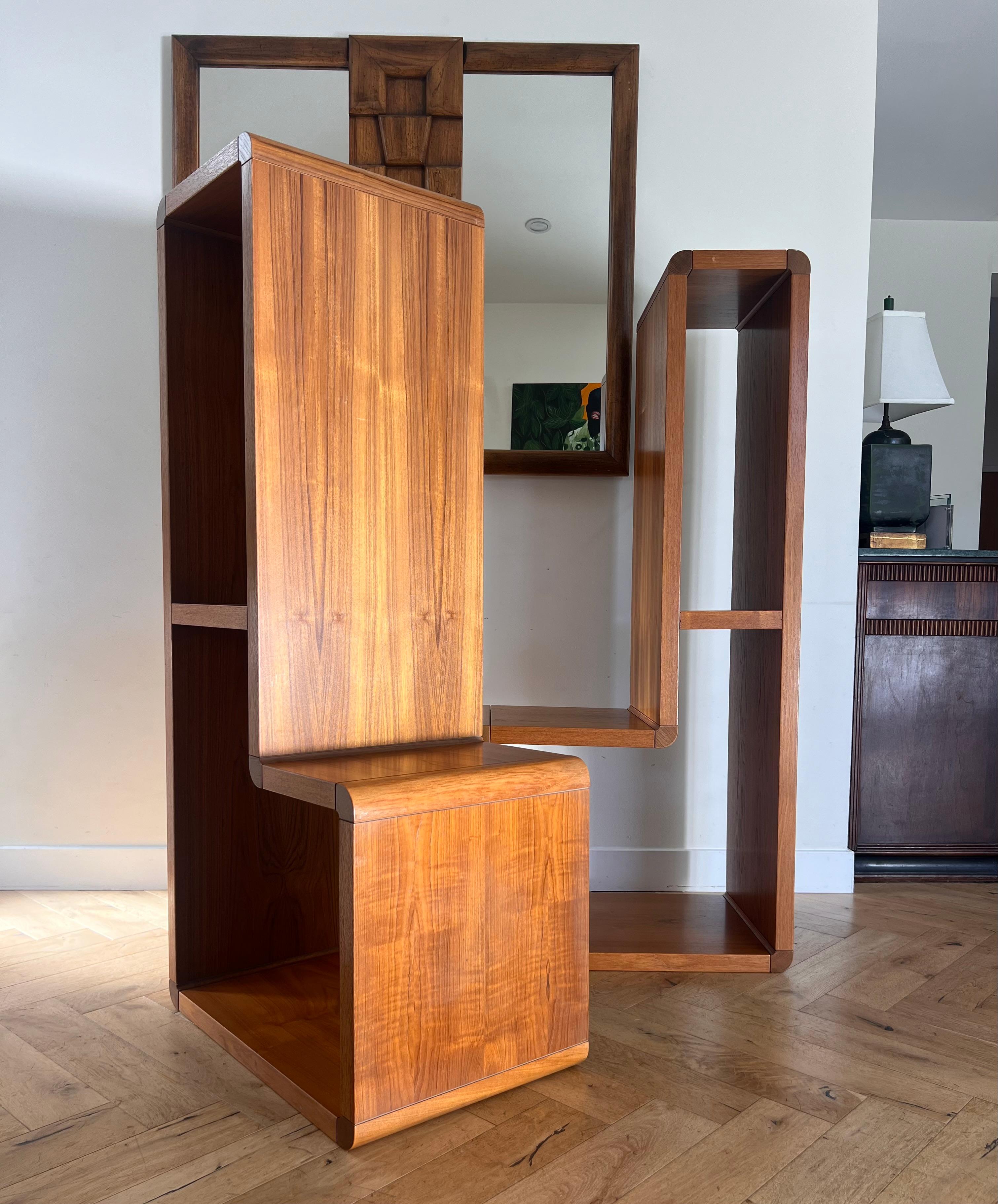 Danish mid century modern teak two-piece modular shelving unit, circa 1965 11