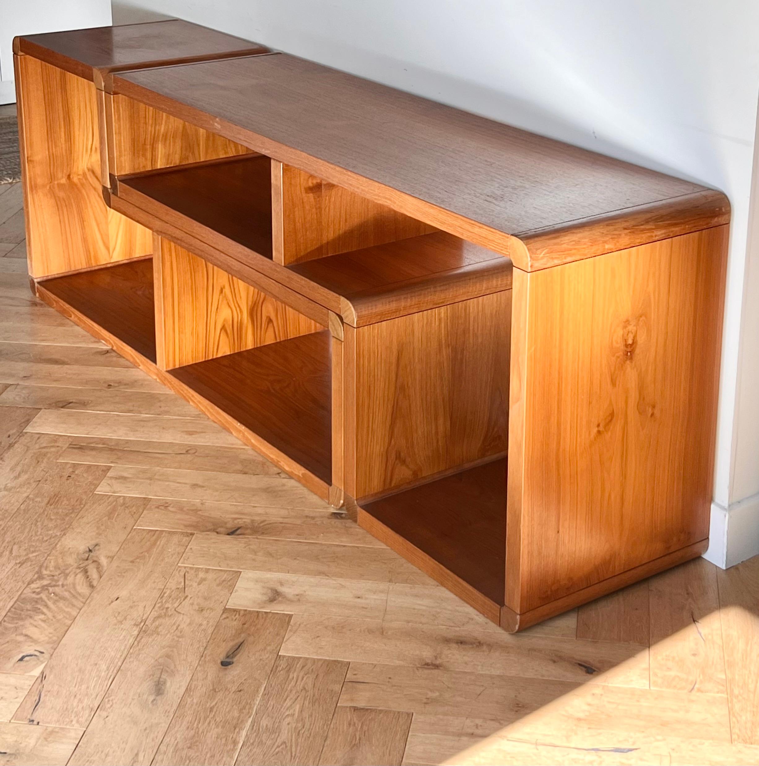 Danish mid century modern teak two-piece modular shelving unit, circa 1965 13