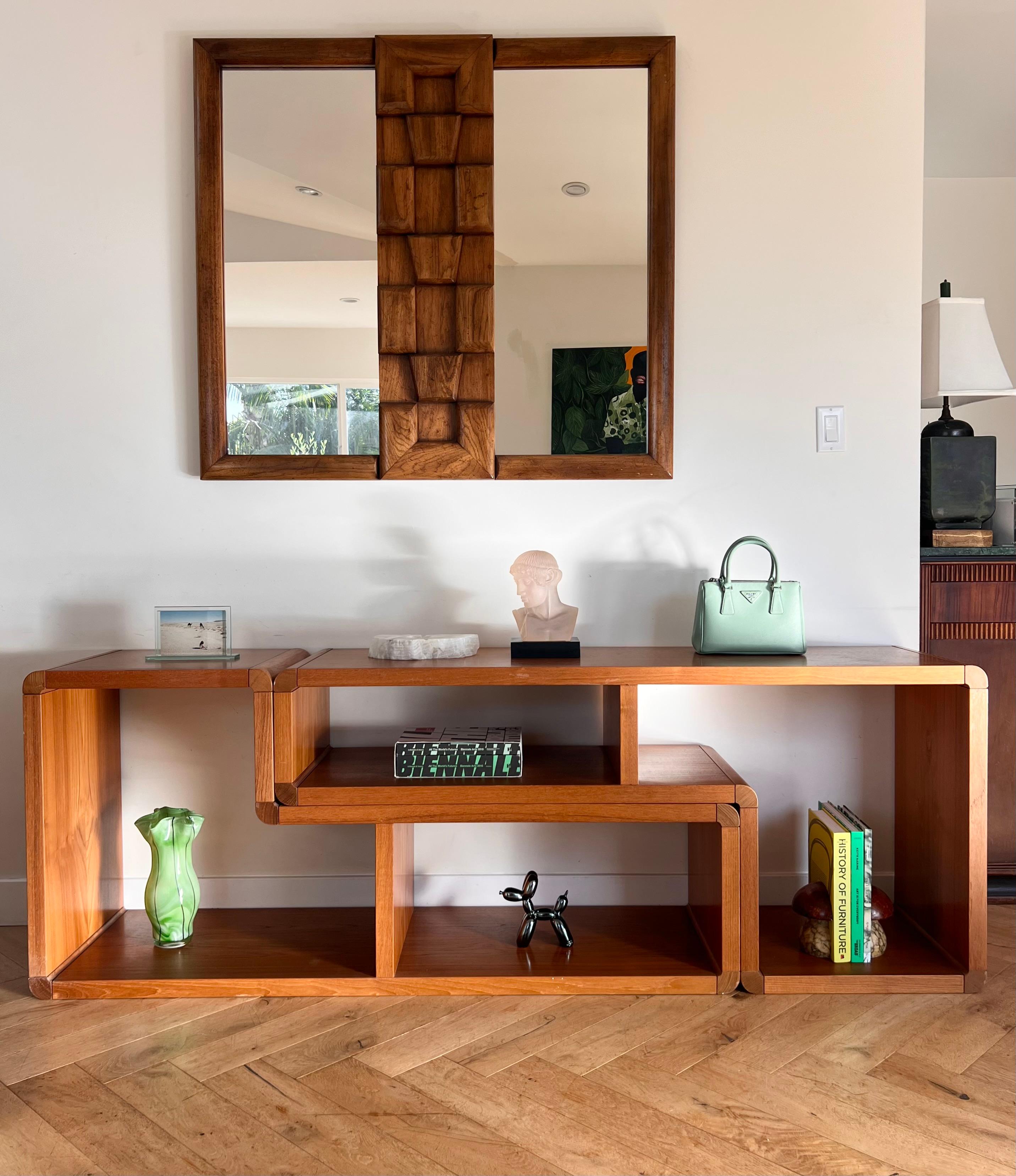Danish mid century modern teak two-piece modular shelving unit, circa 1965 1