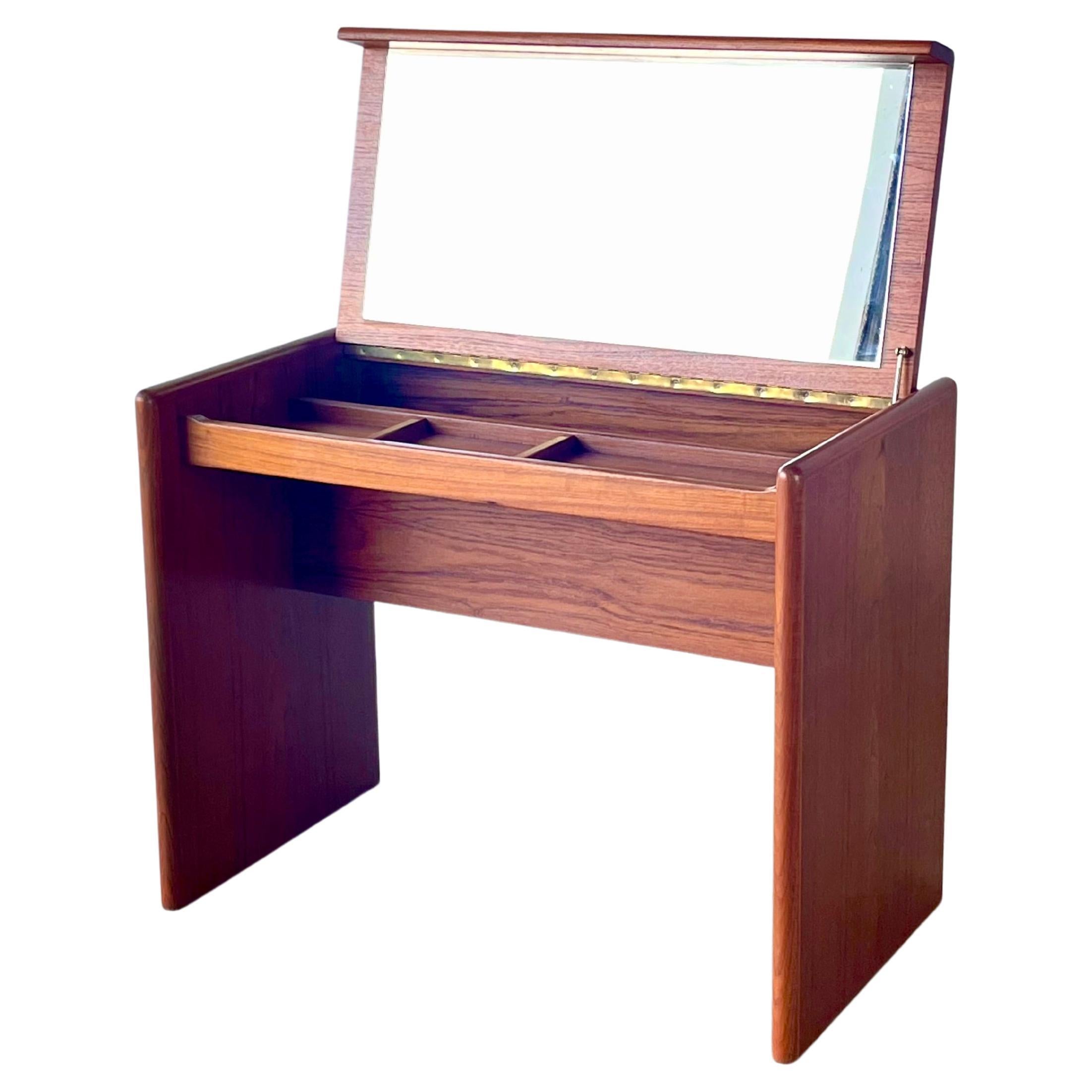 Danish Mid Century Modern Teak Vanity Desk By Arne Iversen Mobelfabrik