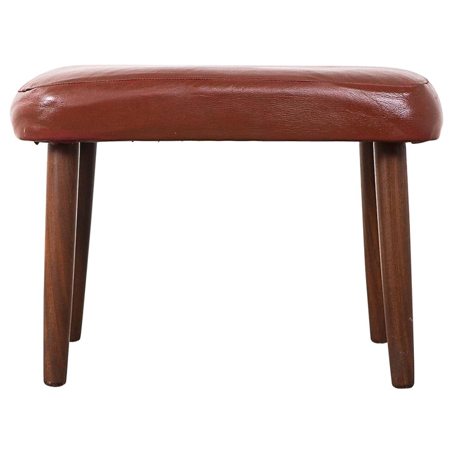 Poggiapiedi danese in teak e vinile della metà del secolo scorso