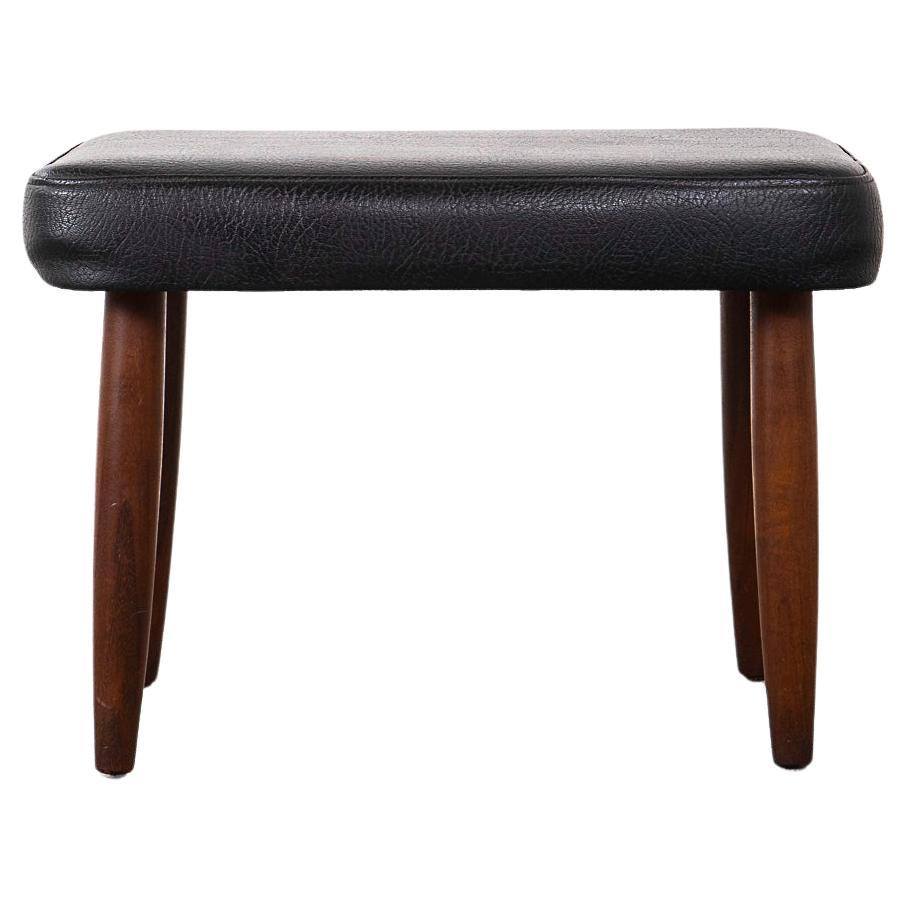 Danish Mid-Century Modern Teak & Vinyl Footstool