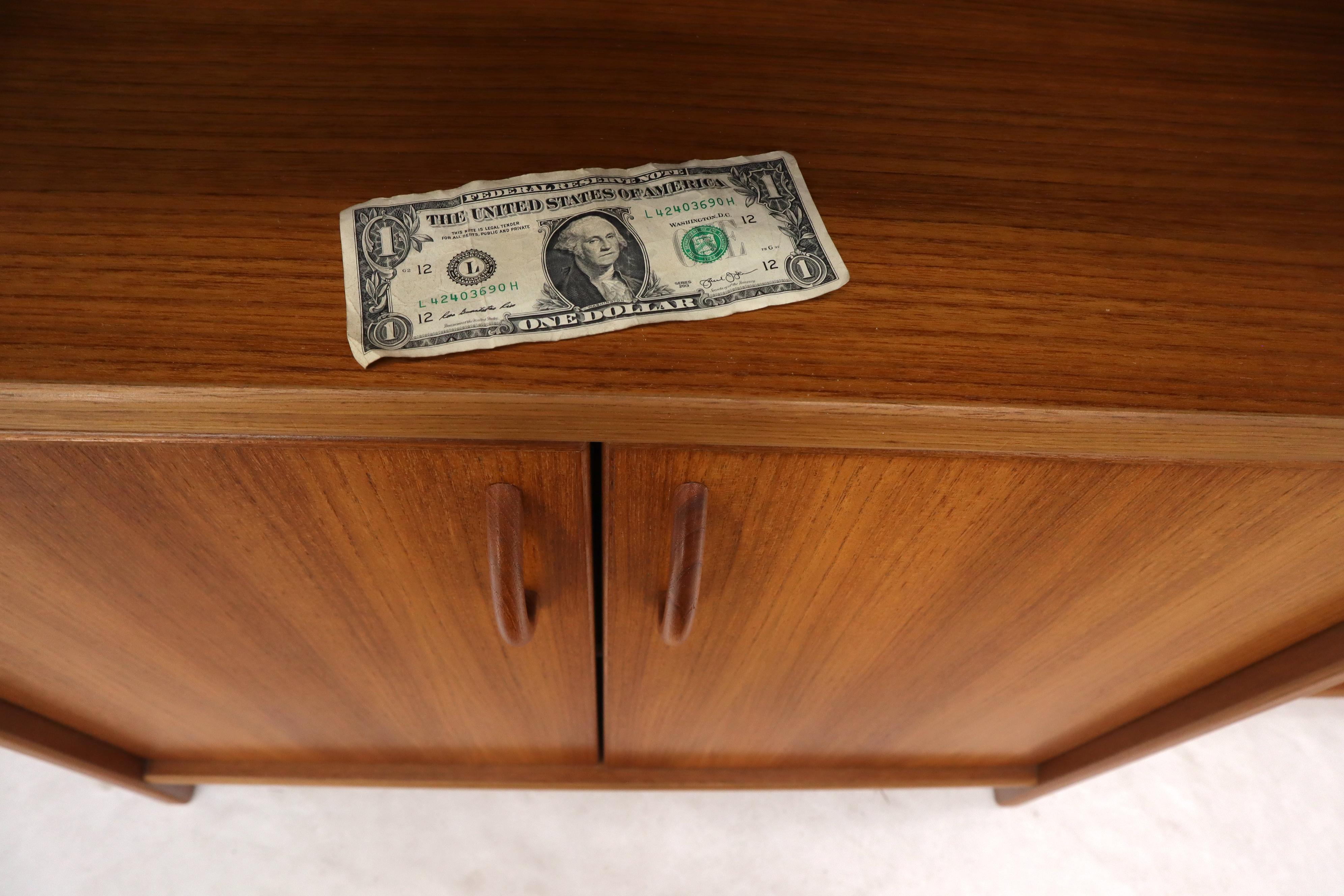 Danish Mid-Century Modern Teak Wall Unit with Glass Doors Bottom Compartments 4