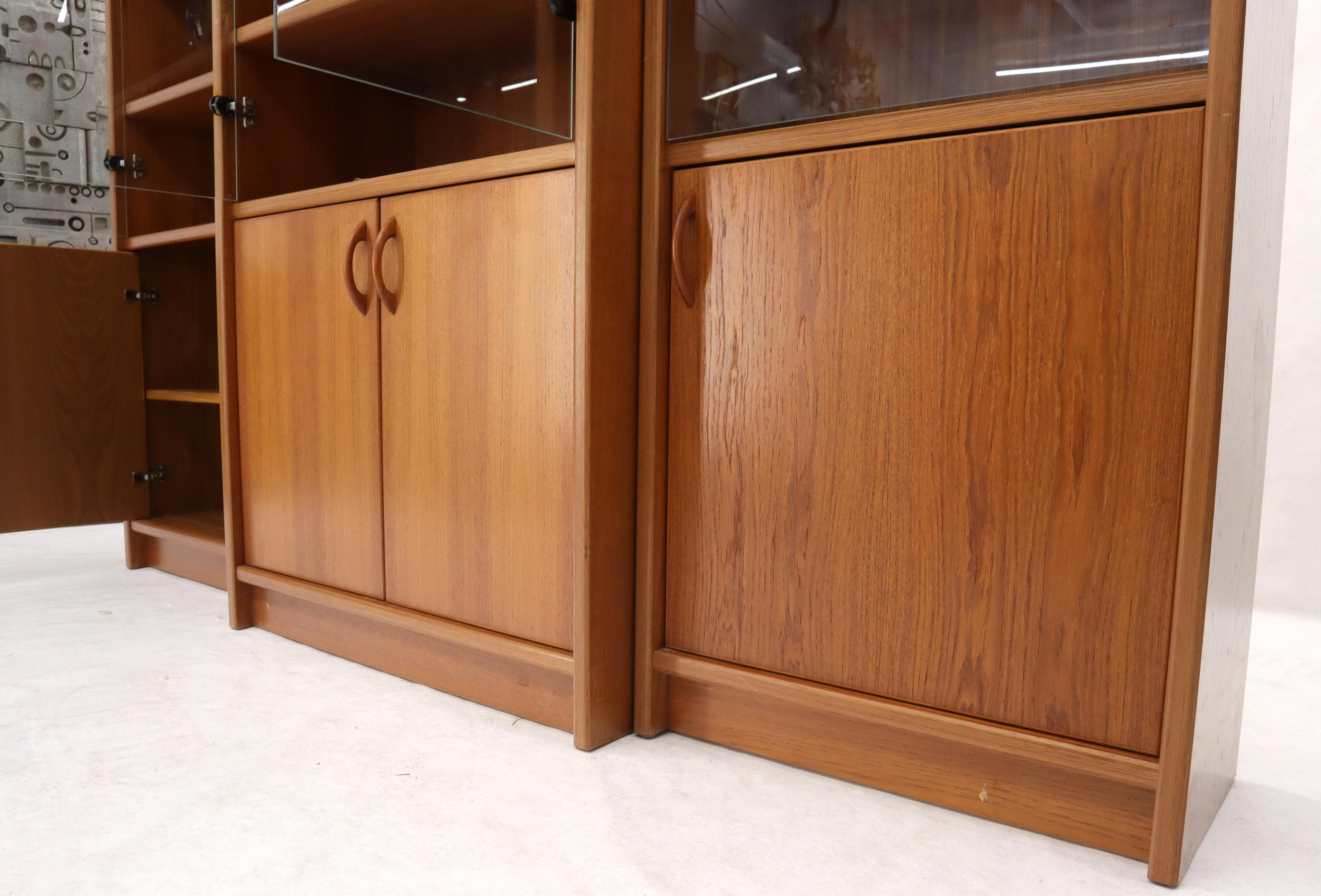 Danish Mid-Century Modern Teak Wall Unit with Glass Doors Bottom Compartments 5