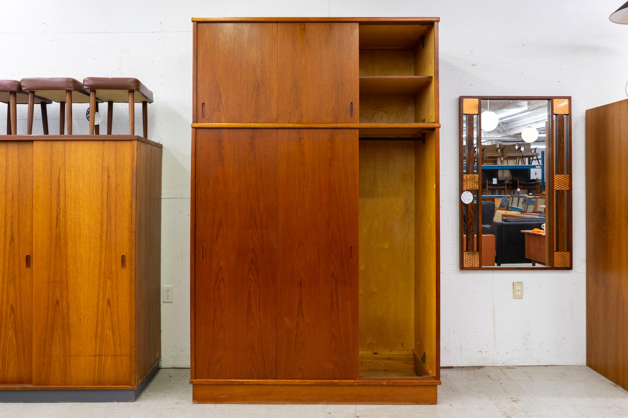 Danish Mid-Century Modern Teak Wardrobe In Good Condition In VANCOUVER, CA