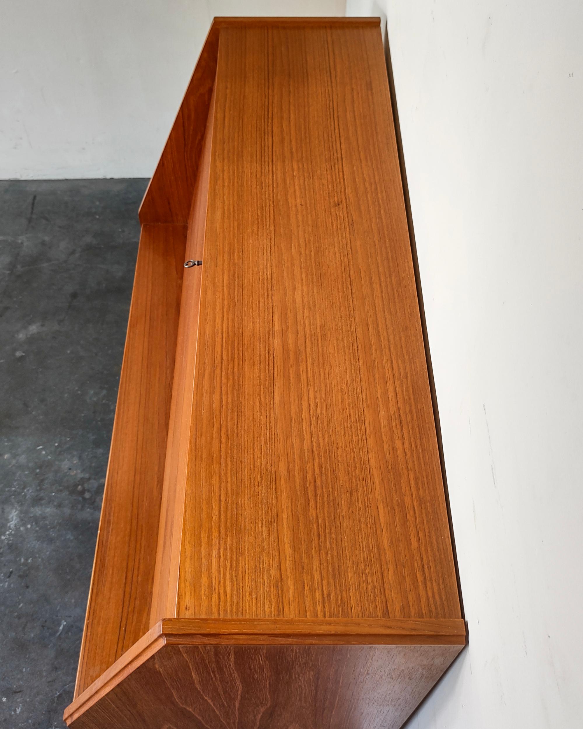 Danish Mid-Century Modern Teak Wood Secretary Fold Down Desk by Dyrlund 6
