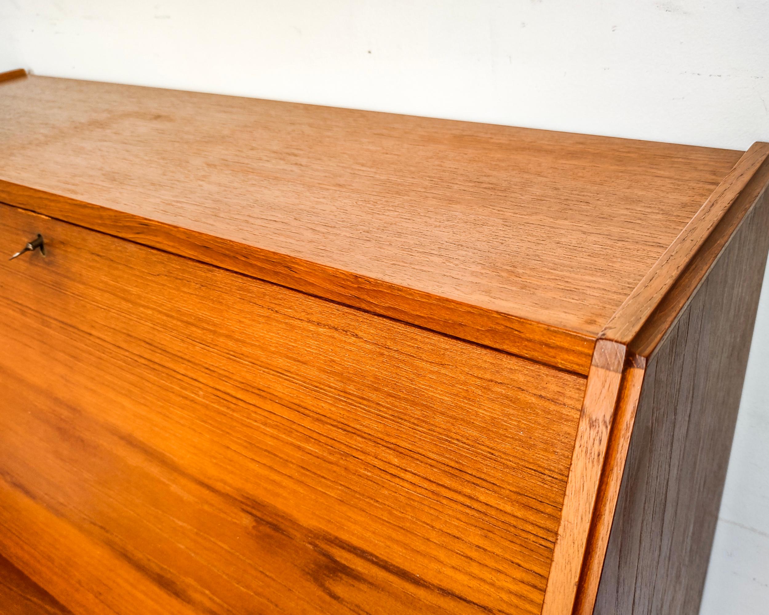 Danish Mid-Century Modern Teak Wood Secretary Fold Down Desk by Dyrlund 7