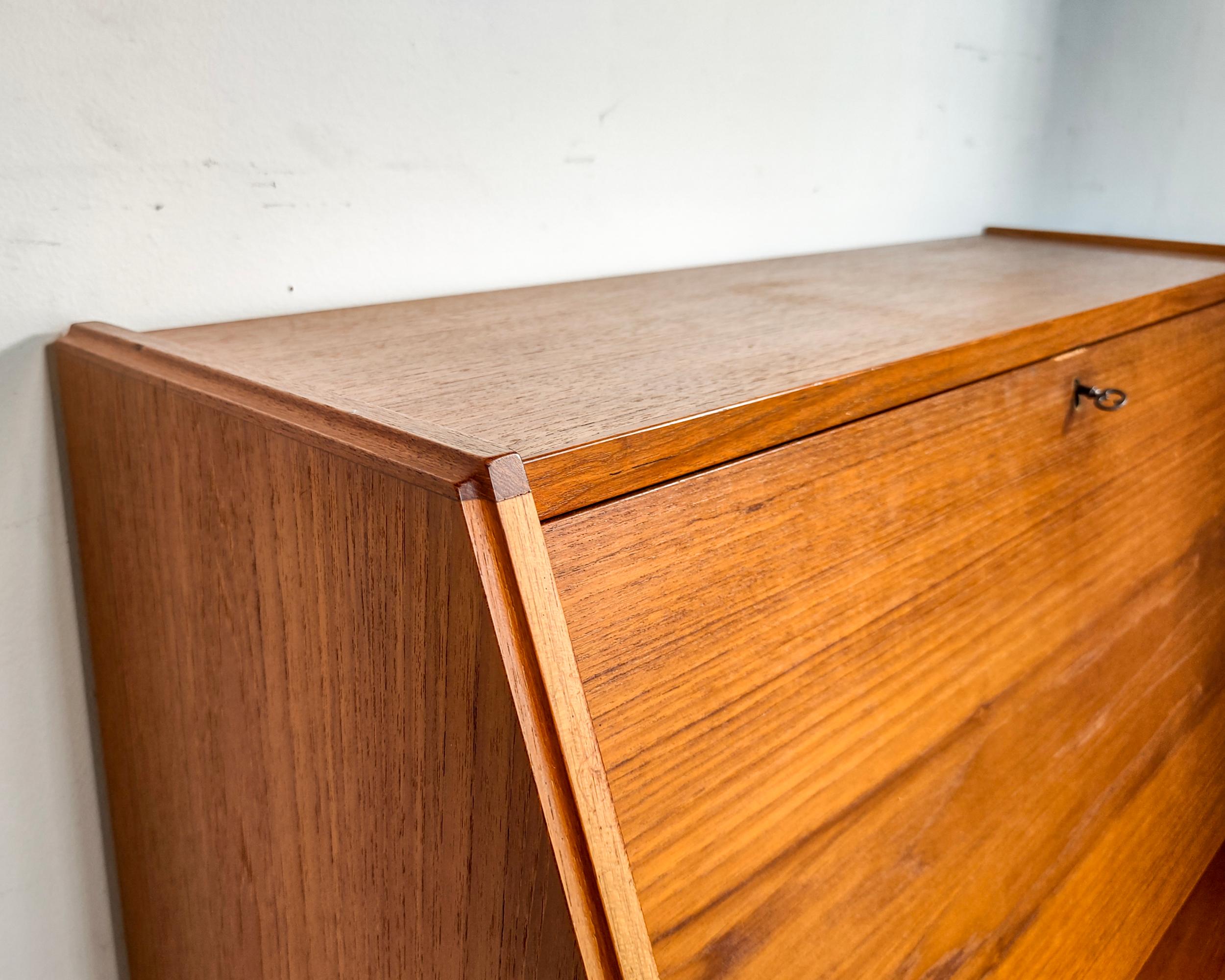 Danish Mid-Century Modern Teak Wood Secretary Fold Down Desk by Dyrlund 8