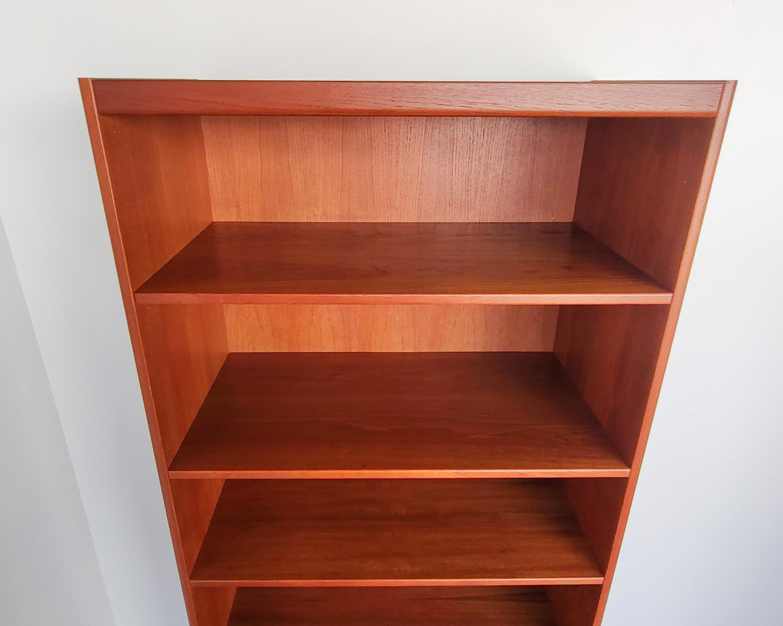 20th Century Danish Mid-Century Modern Teak Wood Tall Shelf Bookshelf Bookcase
