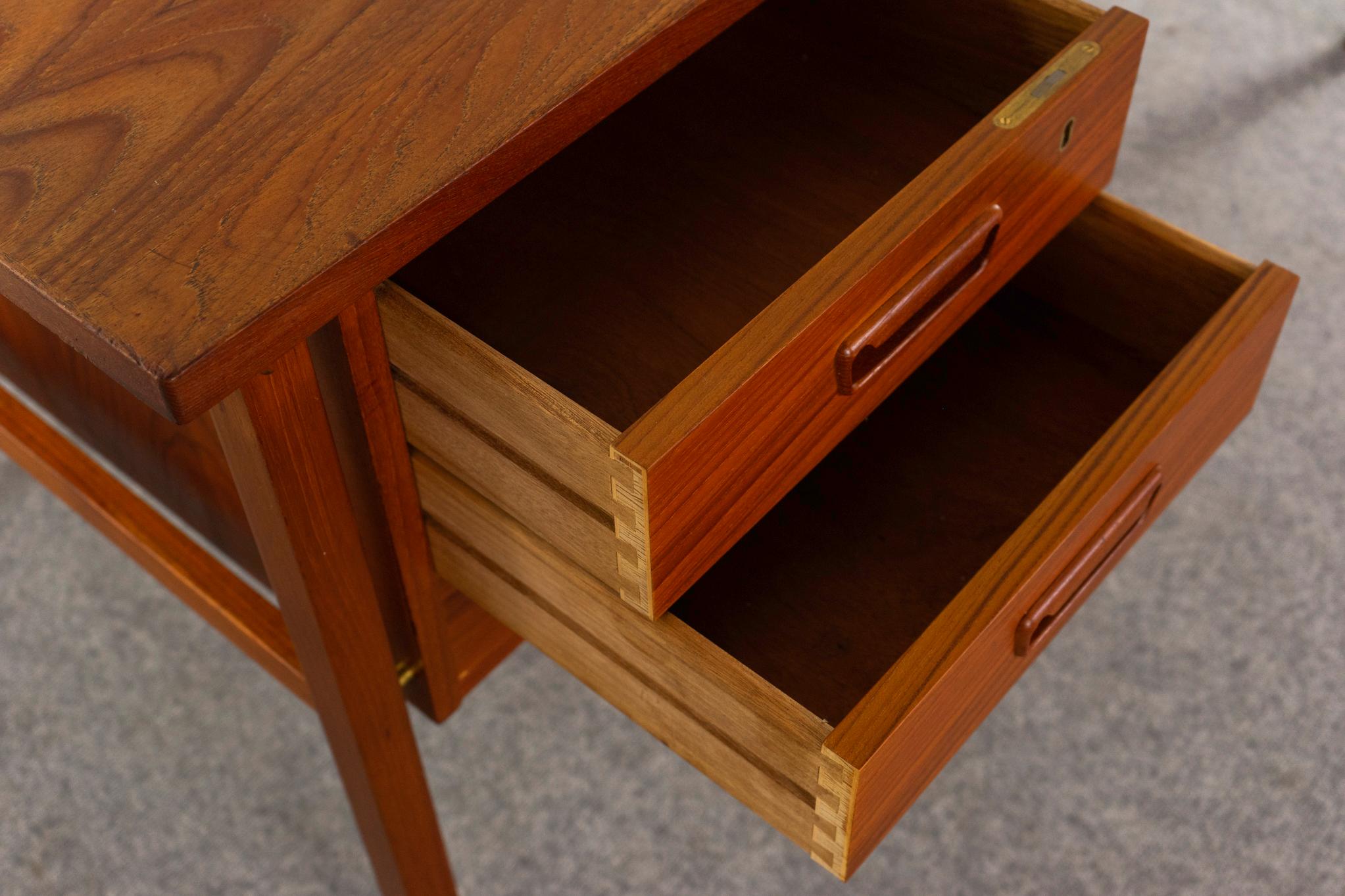 Mid-20th Century Danish Mid-Century Modern Teak Writing Desk For Sale
