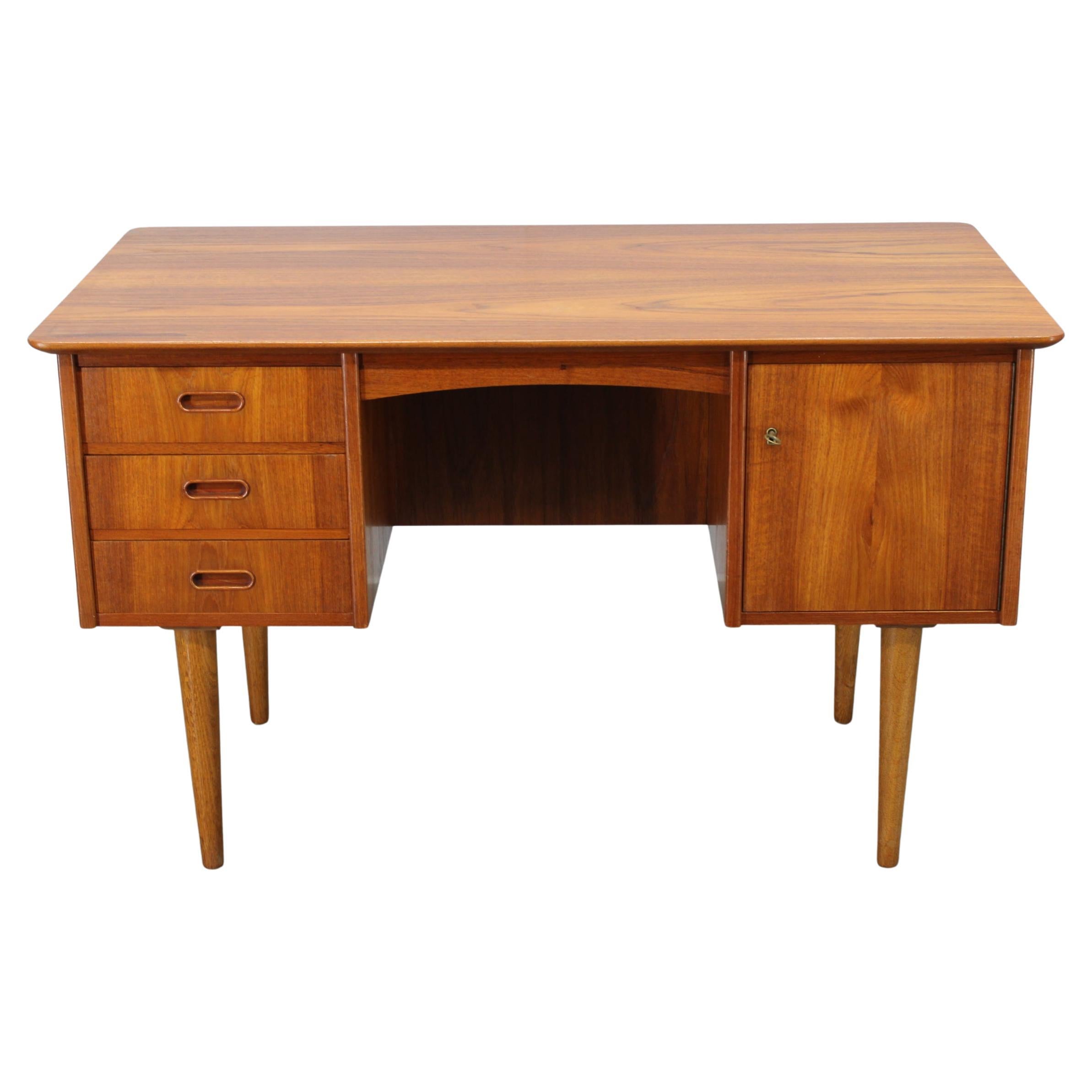 Danish Mid-Century Modern Teak Writing Desk with Oak Legs, 1960s For Sale