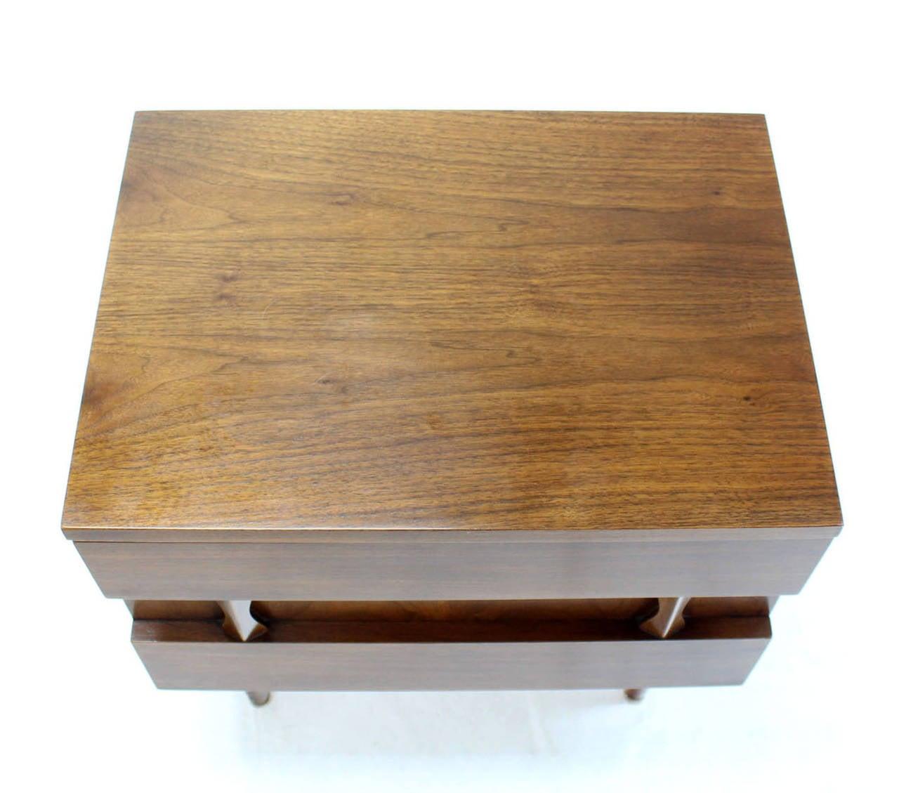 Mid-Century Modern Danish Mid Century Modern Two Drawers Walnut End Side Table Night Stand MINT! For Sale
