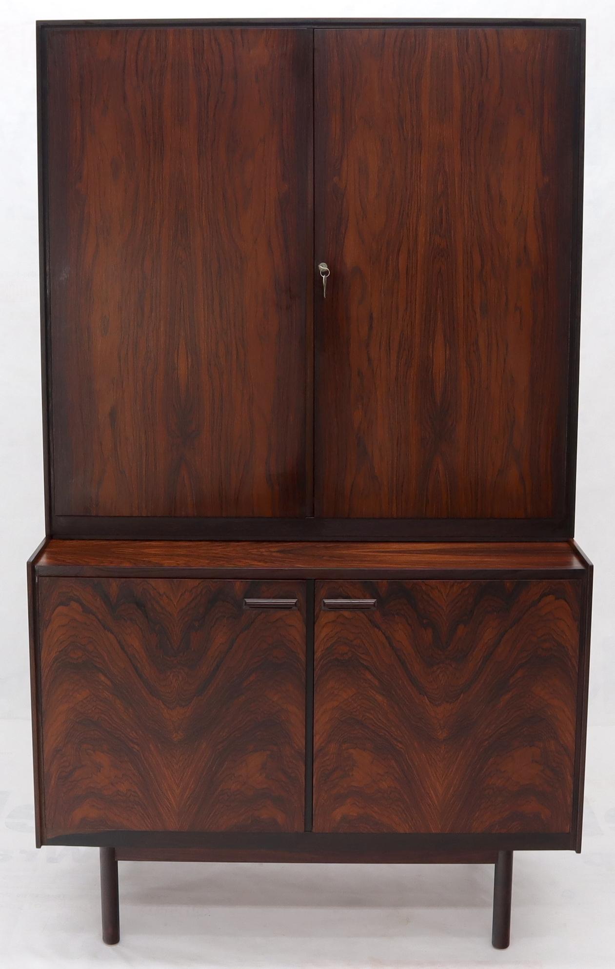 Danish Mid-Century Modern Two Part Rosewood Storage Cabinet Credenza For Sale 4