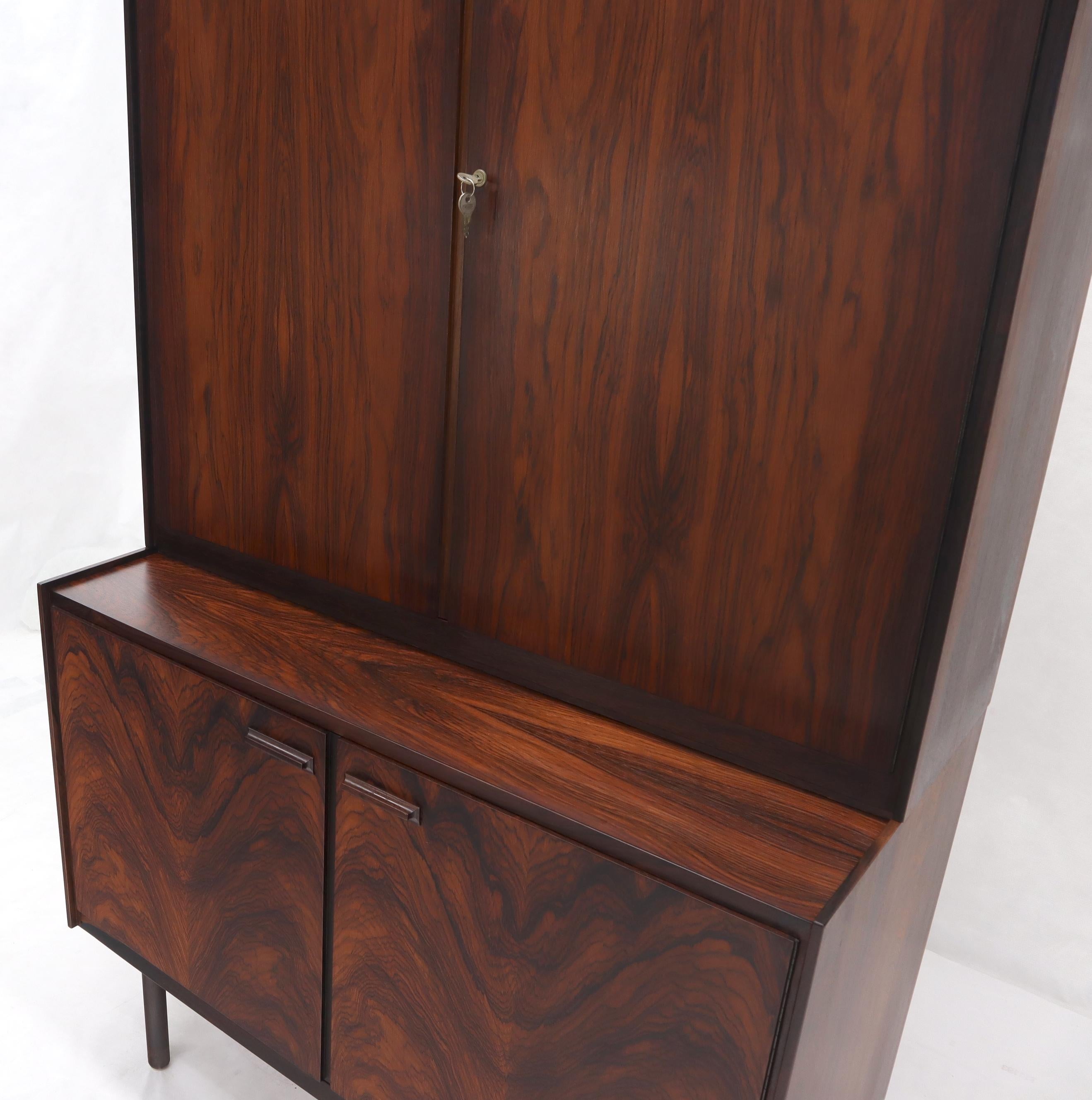 Danish Mid-Century Modern Two Part Rosewood Storage Cabinet Credenza For Sale 5