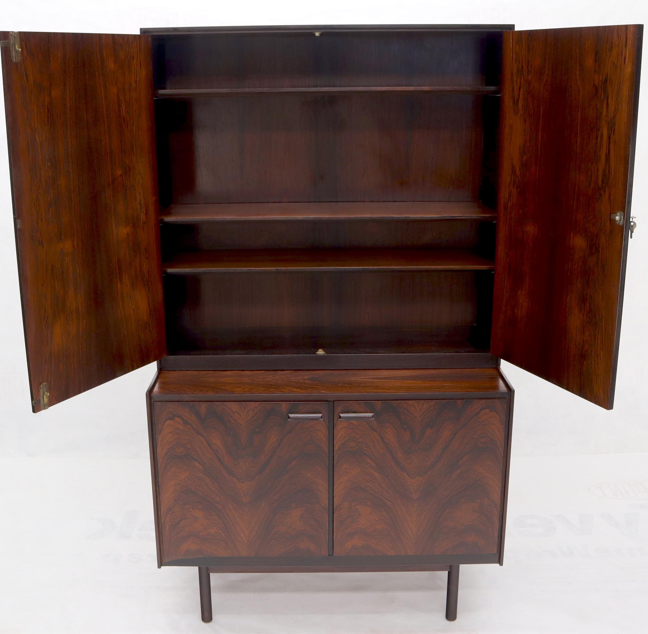 Danish Mid-Century Modern Two Part Rosewood Storage Cabinet Credenza For Sale 6
