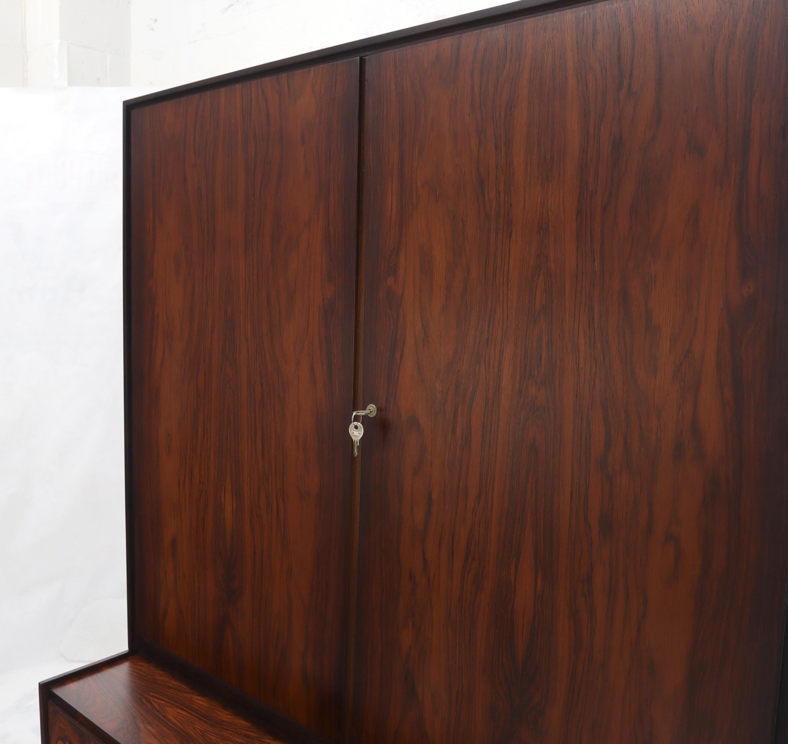 Danish Mid-Century Modern Two Part Rosewood Storage Cabinet Credenza For Sale 8