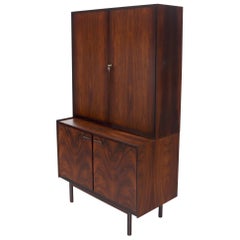 Danish Mid-Century Modern Two Part Rosewood Storage Cabinet Credenza