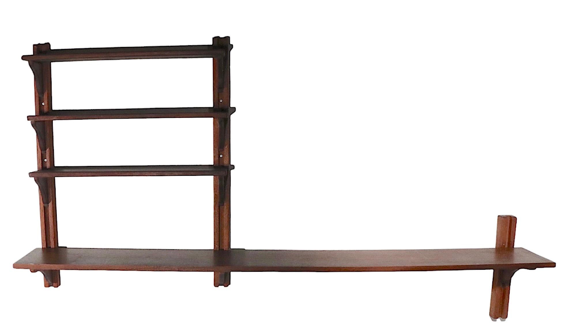 Danish Mid-Century Modern Wall Mounted Shelves Att to Poul Cadovius, c 1950-1960 In Good Condition In New York, NY