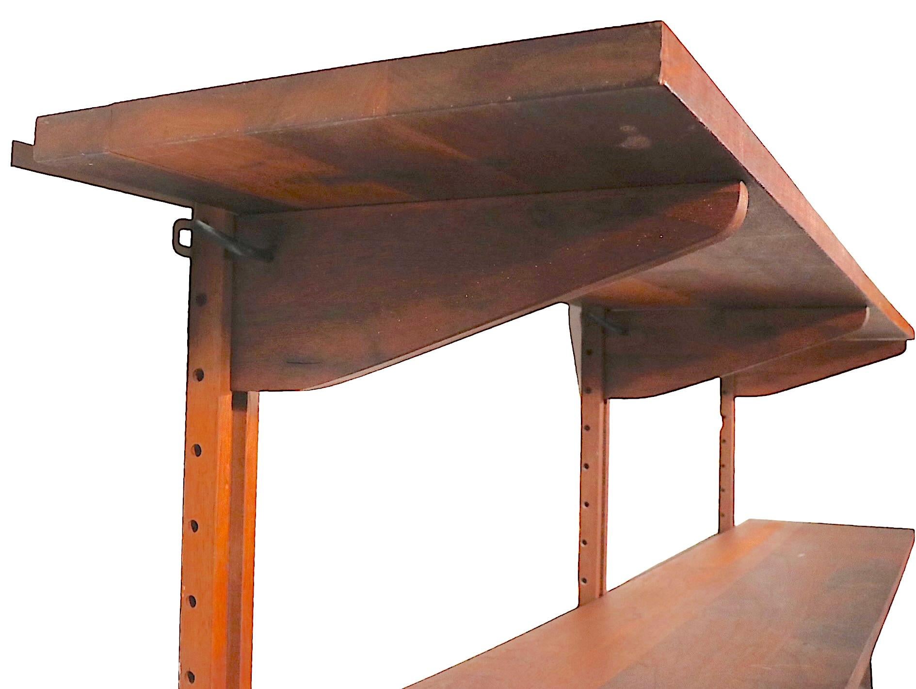 Walnut Danish Mid-Century Modern Wall Unit Shelves Attributed to Cadovius, circa 1950s