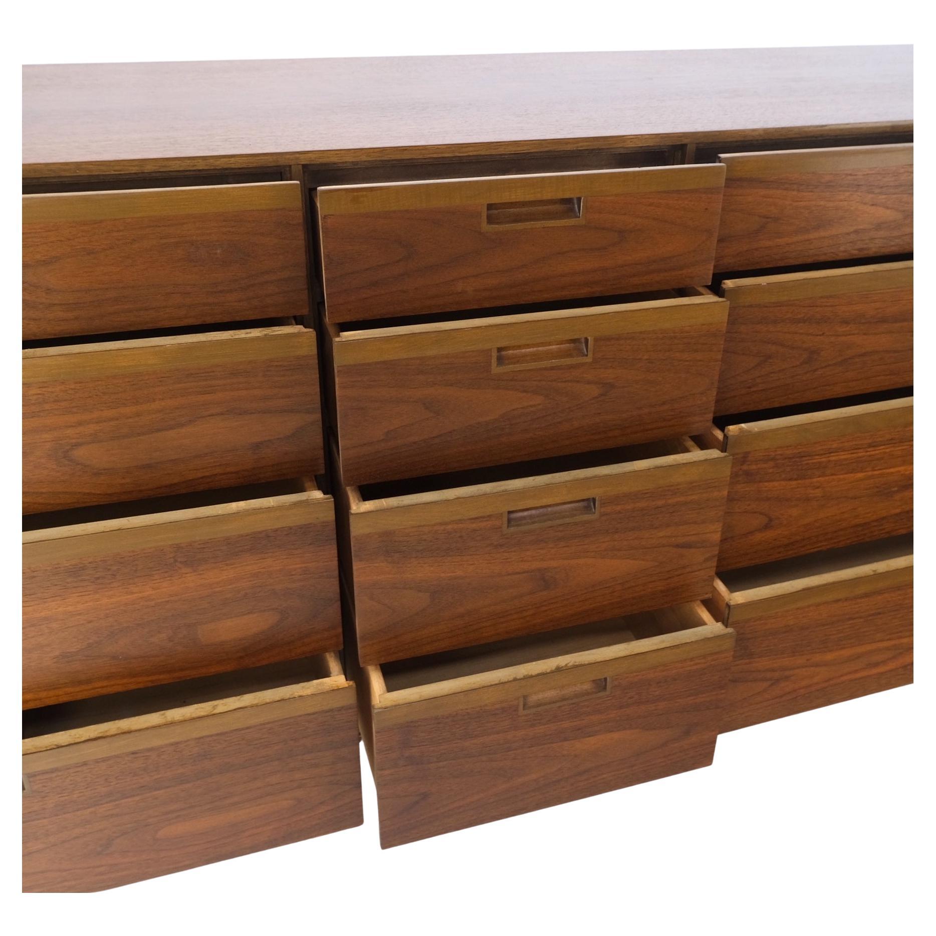 Danish Mid-Century Modern walnut 12 drawers long credenza dresser MINT!.